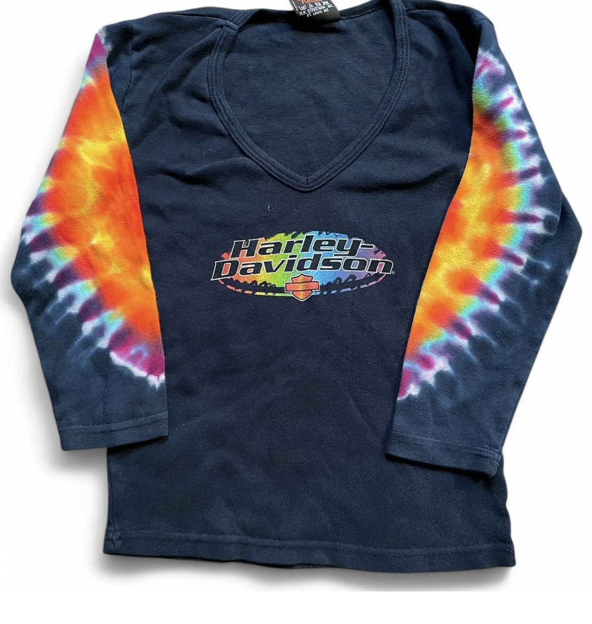 Harley Davidson × Vintage Tie-dye Harley Davidson 3/4 sleeve tee Size S / US 4 / IT 40 - 1 Thumbnail