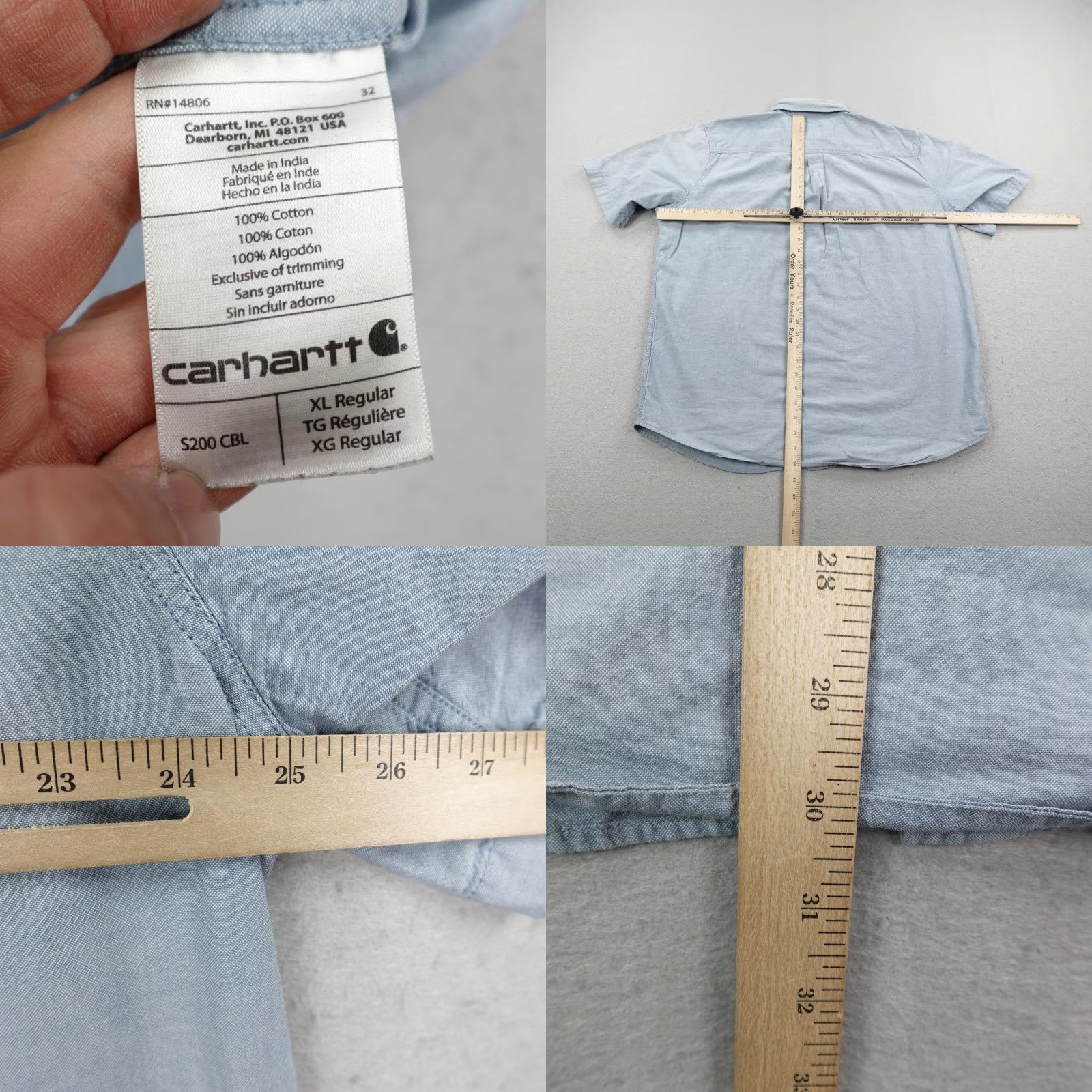 Carhartt Carhartt Shirt Mens XL Blue Chambray Button-Up Short Sleeve Relaxed Fit Workwear Size US XL / EU 56 / 4 - 8 Thumbnail