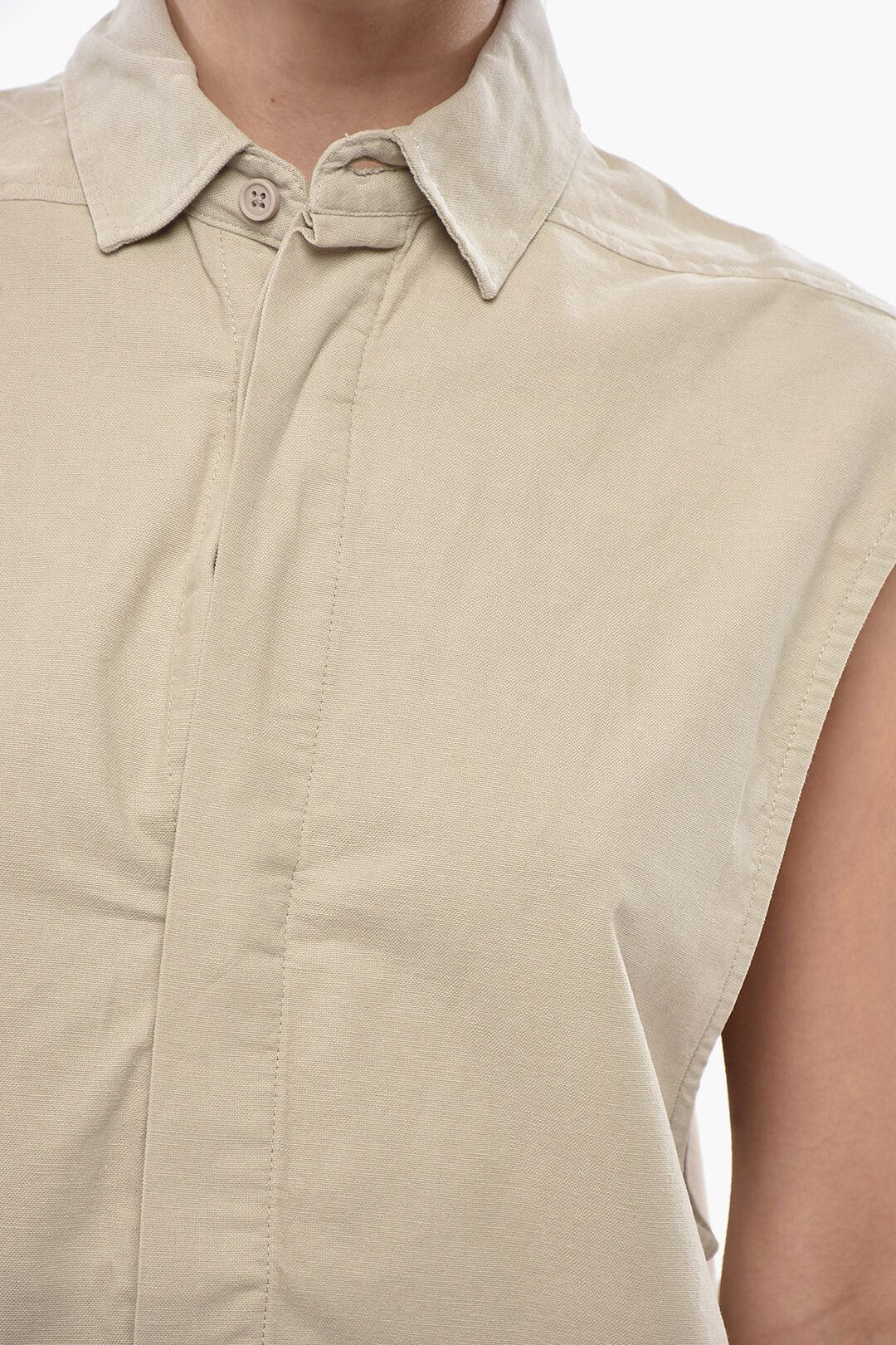 Fear of God og1mm0326 Cotton Sleeveless Shirt Dress in Beige Size XXS / US 00 / IT 34 - 3 Thumbnail