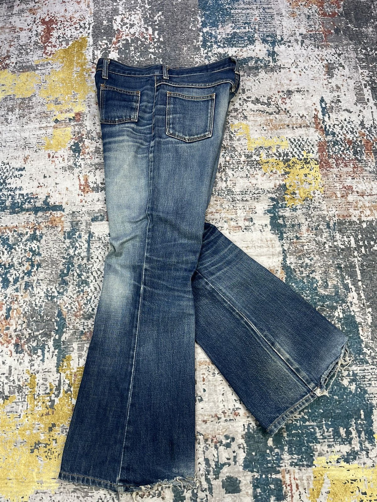 Wrangler Vtg 90s Wrangler Patch Pocket Boot Cut Flared Jeans Size 30" / US 8 / IT 44 - 2 Thumbnail