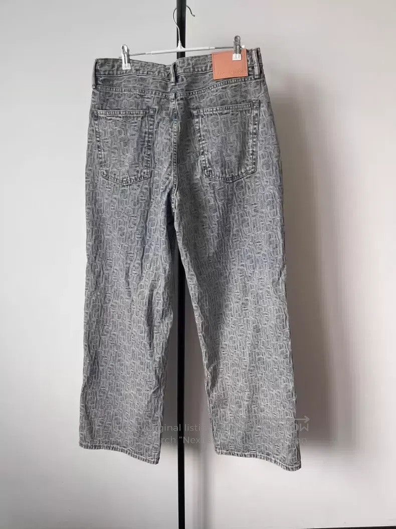 Acne Studios Acne Studios Logo Jacquard Wide Leg Denim Pants - Light Bl Size US 32 / EU 48 - 3 Thumbnail