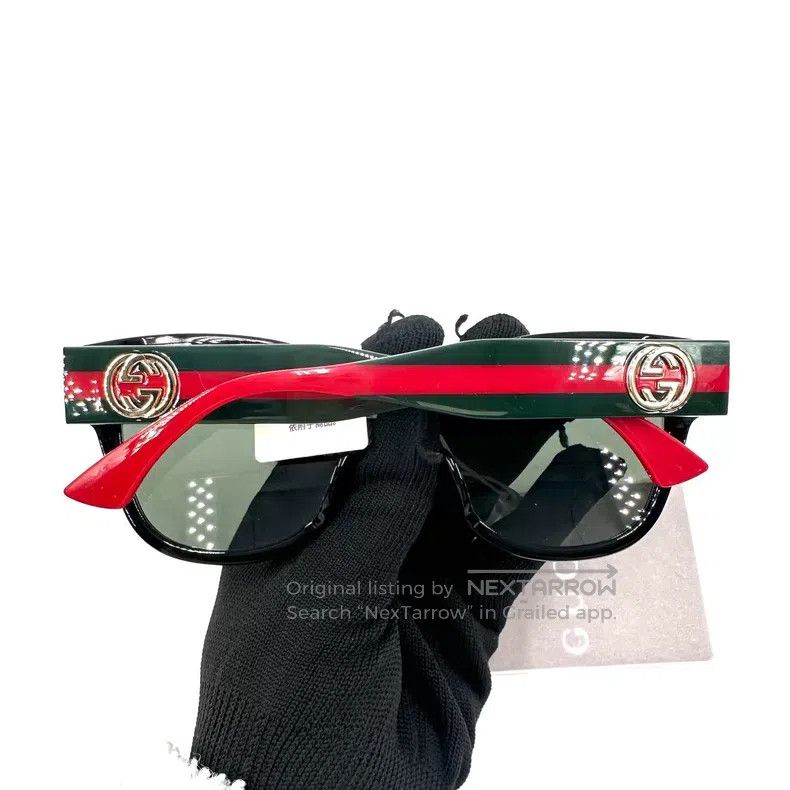 Gucci Gucci Double G logo red and green striped wide-leg sunglas Size ONE SIZE - 6 Thumbnail