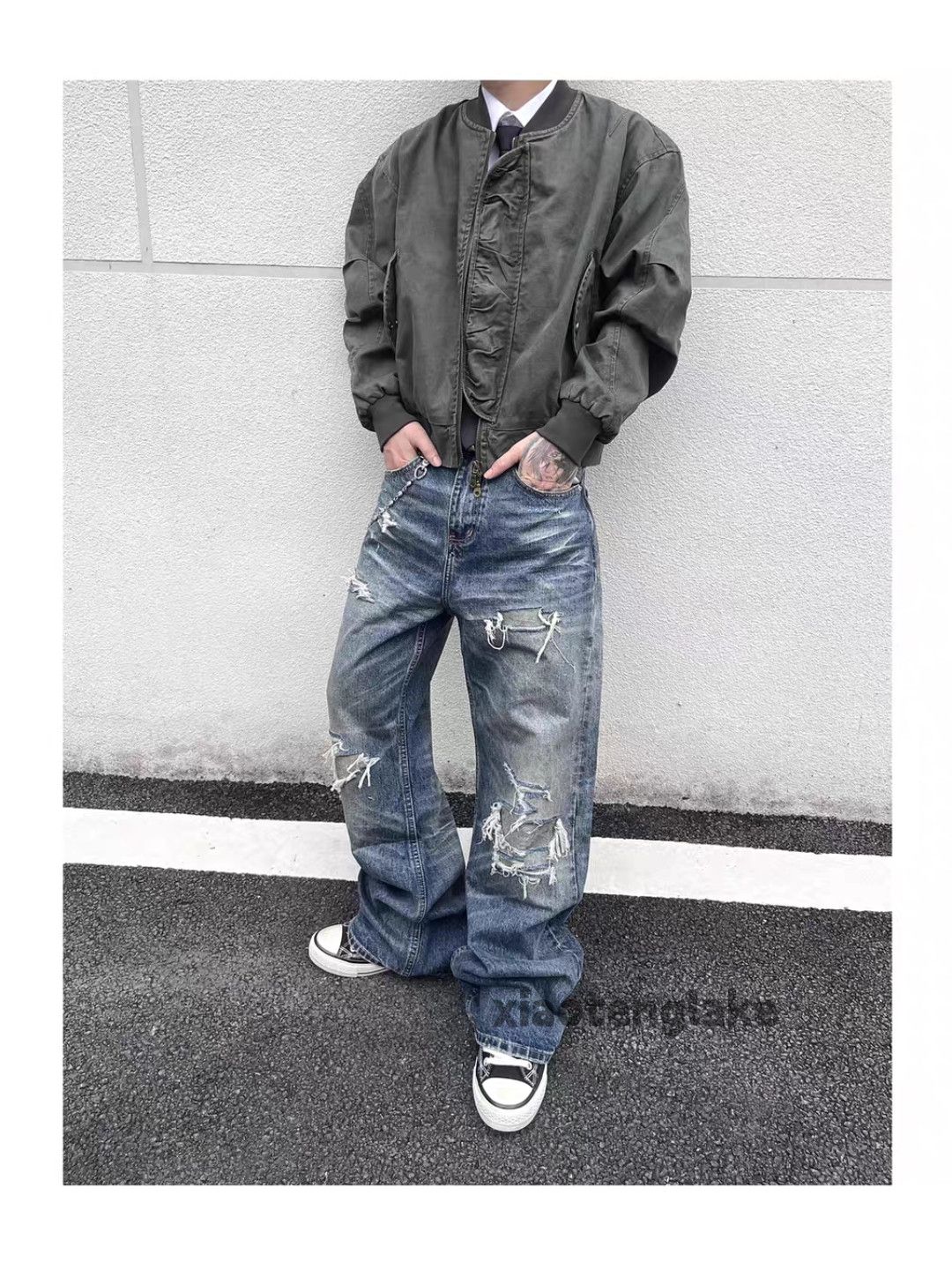 Jean ltx vintage washed faded ripped damaged hiphop jeans Size US 32 / EU 48 - 7 Thumbnail