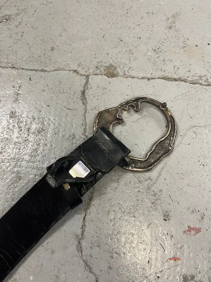 Designer × Just Cavalli × Vintage 2000s Cavalli Snake vs Tiger Buckle Black Leather Belt Size ONE SIZE - 8 Thumbnail