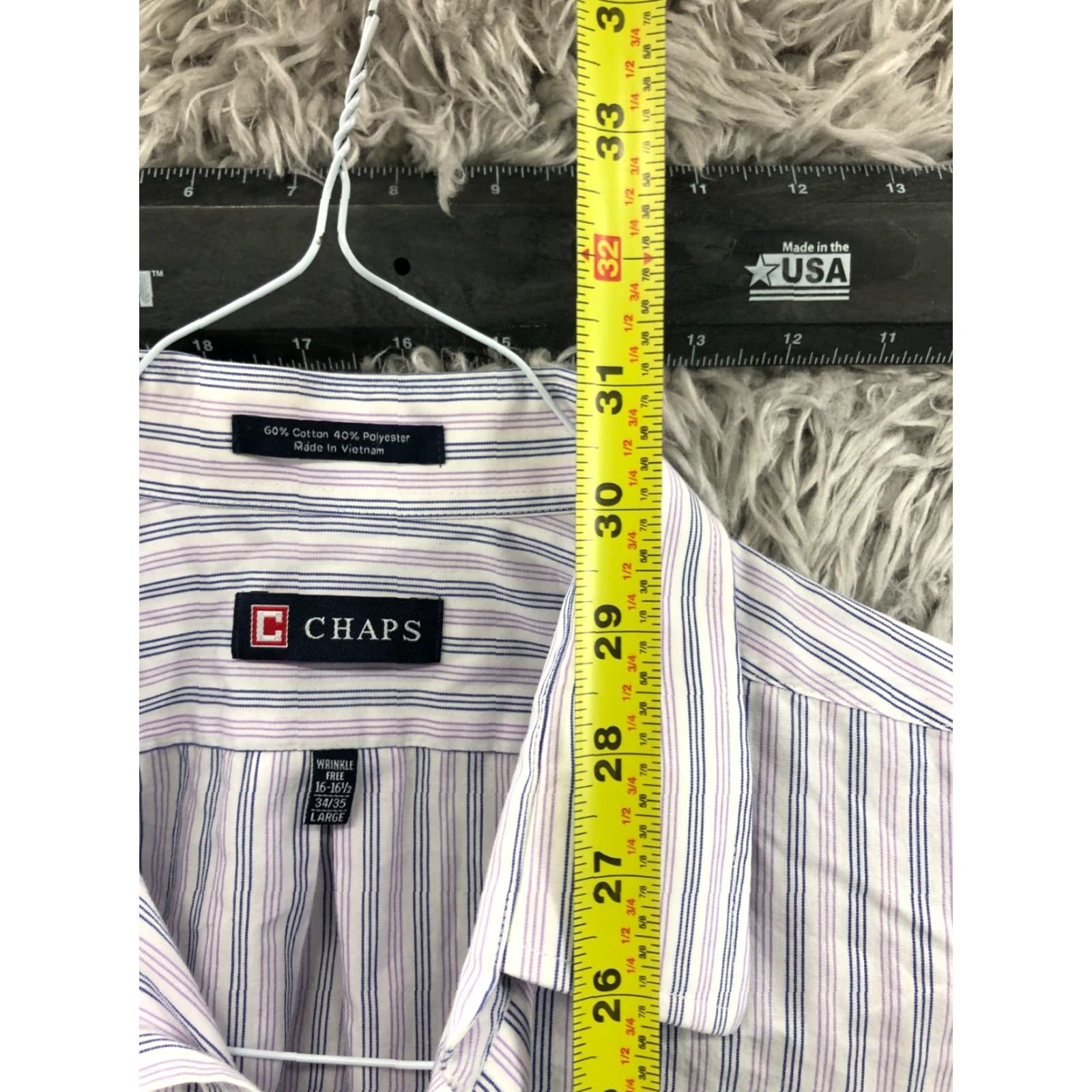 Chaps Chaps Shirt Mens L Long Sleeve Button-Down Collar Striped Wrinkle Free Knit Easy Care Classic Modern Tailored Size US L / EU 52-54 / 3 - 5 Thumbnail