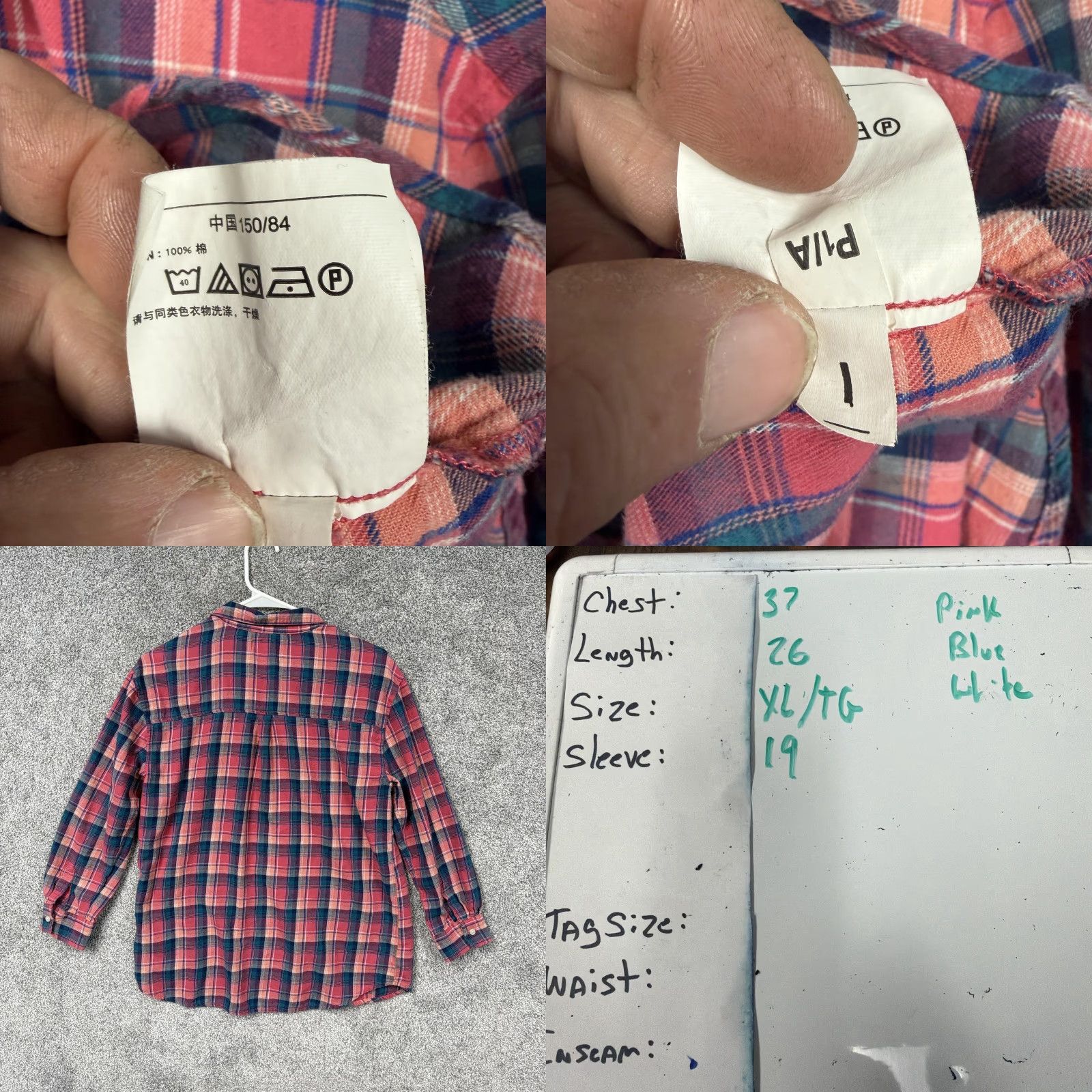 Old Navy Old Navy Boyfriend Shirt Womens XL Plus Pink Blue Plaid Flannel Grunge Normcore Shirt Size XL / US 12-14 / IT 48-50 - 8 Thumbnail