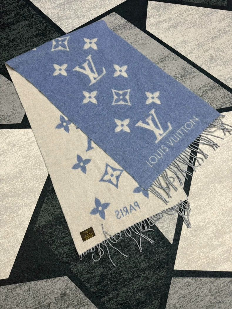 Louis Vuitton louis vuitton blue cashmere scarf reversible-dmc Size ONE SIZE - 1 Thumbnail