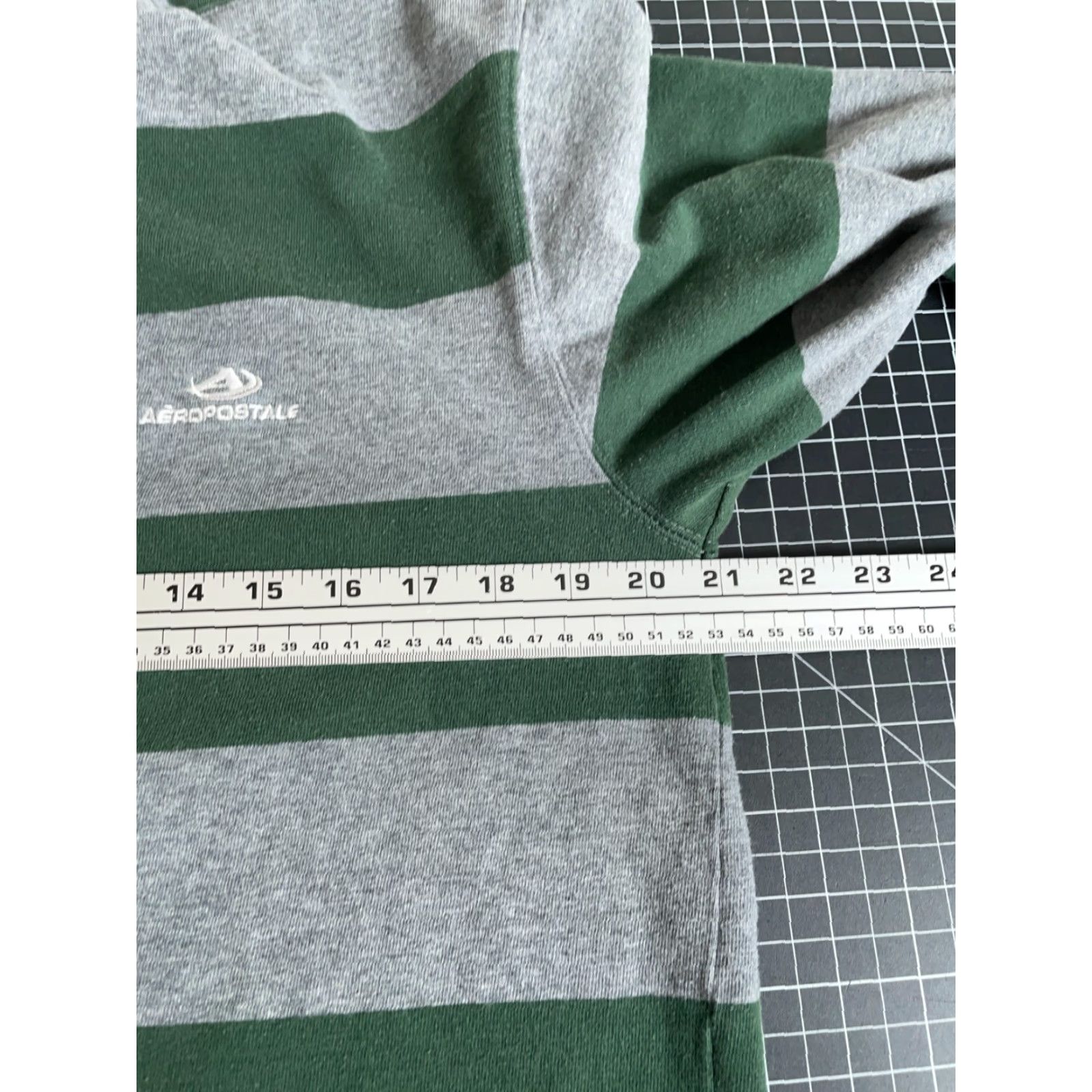 Aeropostale Rugby Polo Shirt Men's Large Gray Green Stripe Embroidered Ivy League Preppy Y2K Size US L / EU 52-54 / 3 - 5 Thumbnail