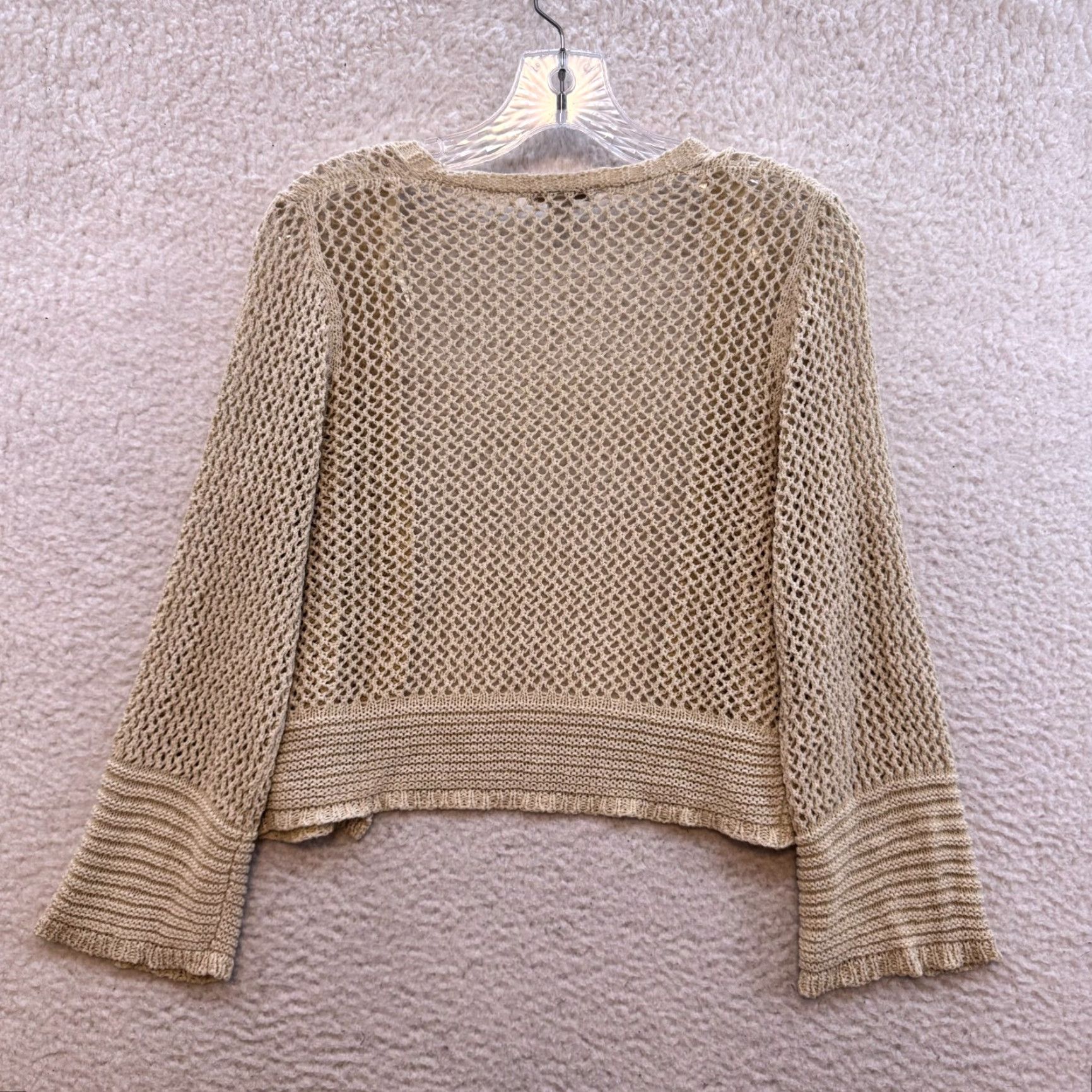 Vintage Cato Cardigan Sweater Knit Open Front Crochet Medium Ivory Womens - Boho Size M / US 6-8 / IT 42-44 - 2 Thumbnail