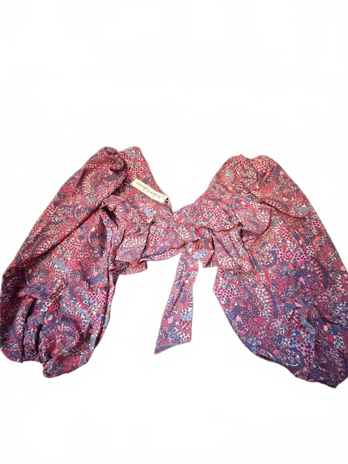 Other For Love & Lemons Paisley Purple Ruffle Crop Top with Tie Size ONE SIZE - 3 Thumbnail