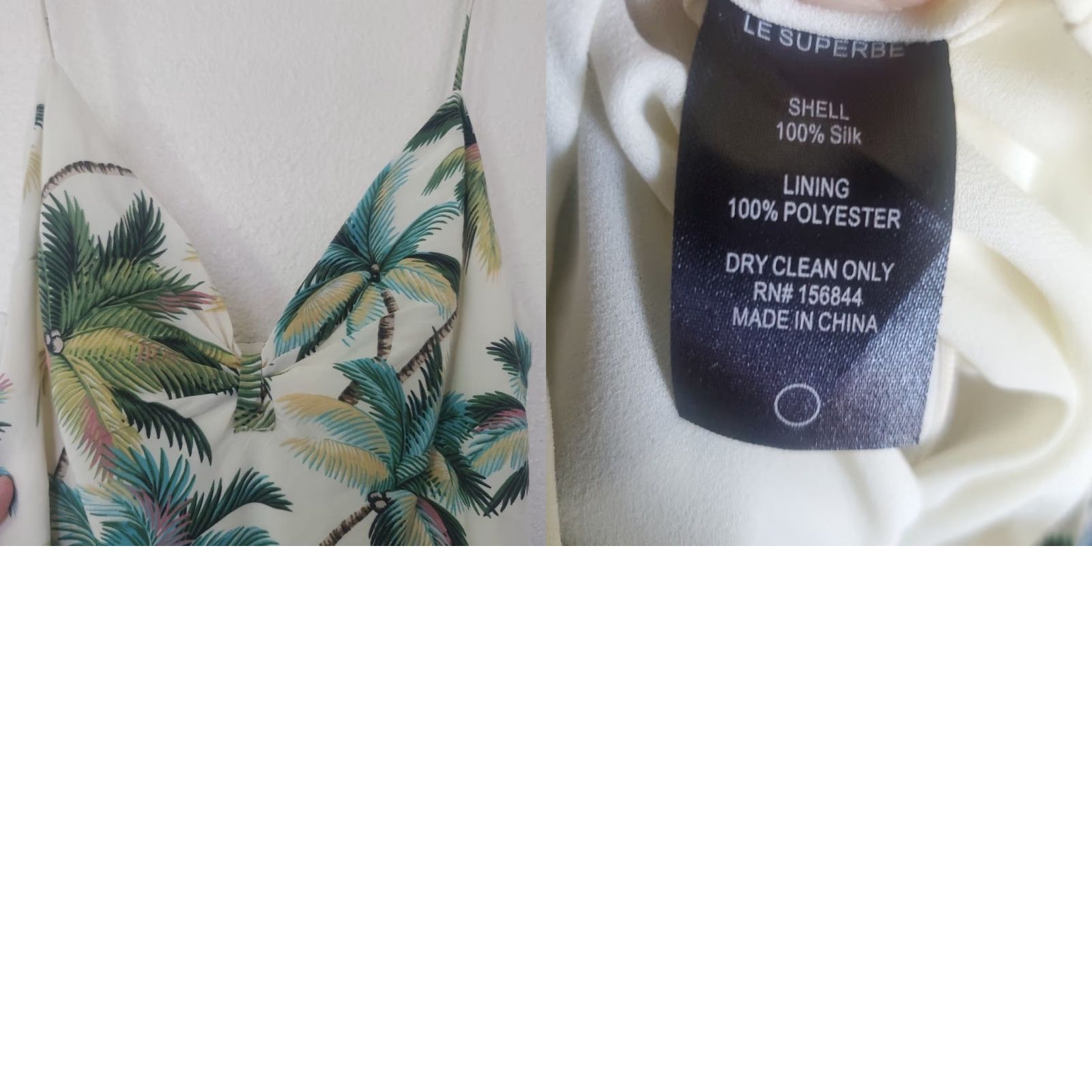 VINTAGE Le Superbe Silk Top Lined Club Tropicana Coconut Palm Trees Tank Side Zip Sz 8