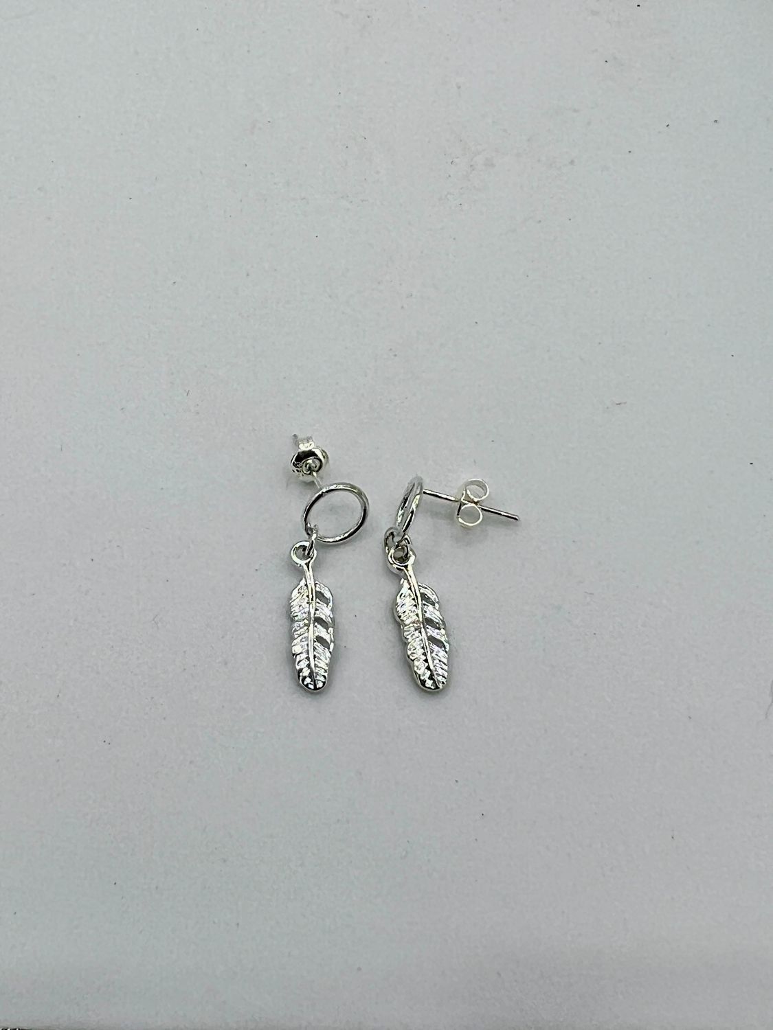 Jewelry Silver Feather Stud Earrings Size ONE SIZE - 4 Thumbnail