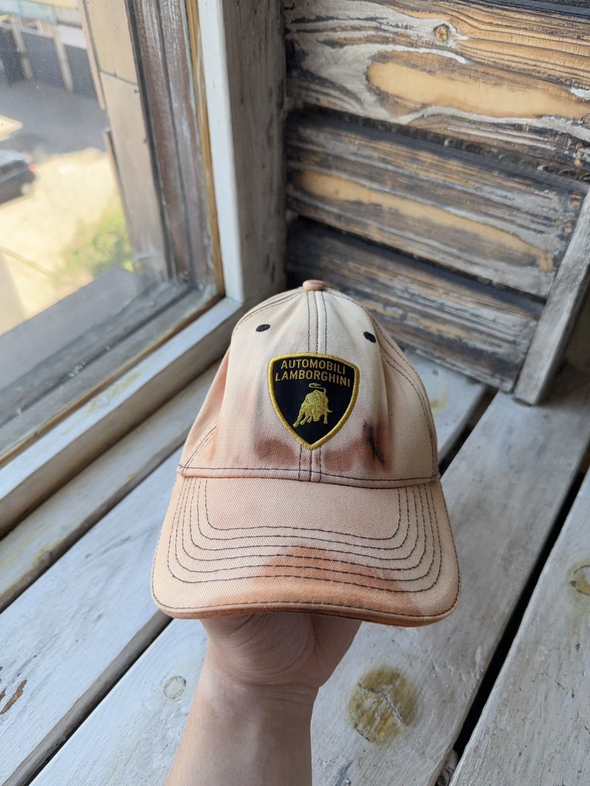 Lamborghini Official Lamborghini Cap Distressed Burn Fade Style Hat Cap Size ONE SIZE - 2 Thumbnail