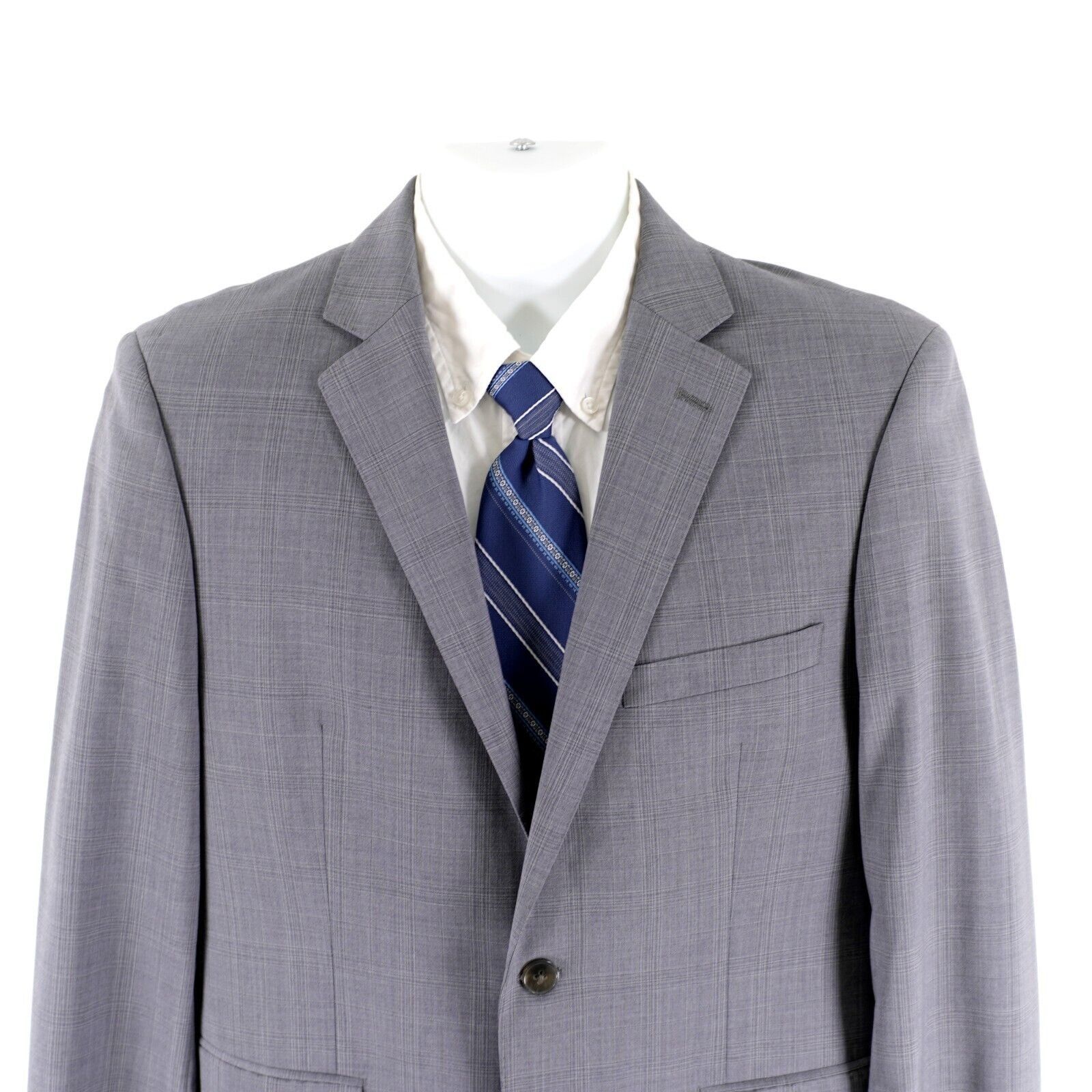 Calvin Klein Calvin Klein Wool Gray Plaid Windowpane 2 Button Blazer 38S Size 38S - 1 Thumbnail