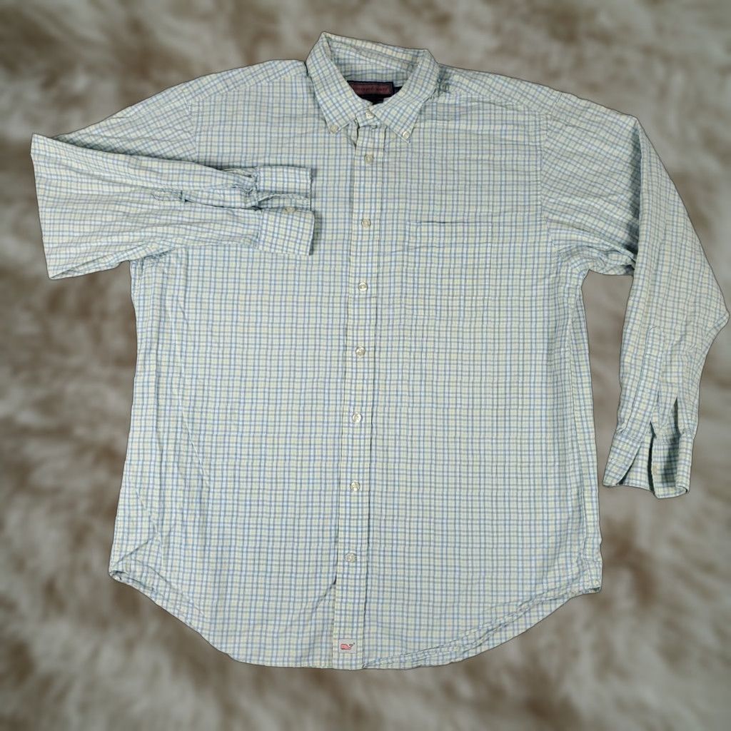 Vineyard Vines Vineyard Vines Shirt XL Blue Plaid Long Sleeve Button-Up Cotton Preppy Classic Mens Size US XL / EU 56 / 4 - 1 Thumbnail