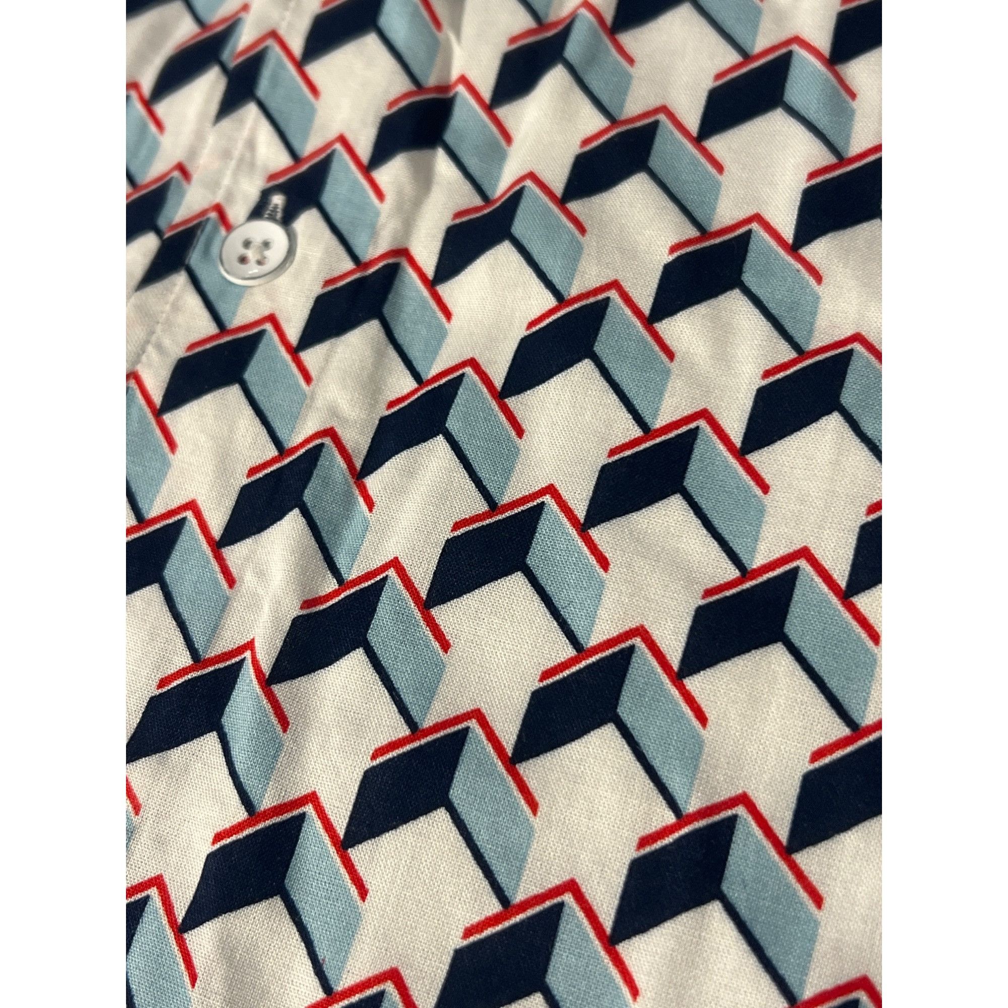 Kenneth Cole Kenneth Cole Techni-Cole Relaxed Printed Rayon Shirt Geometr Size US L / EU 52-54 / 3 - 2 Thumbnail