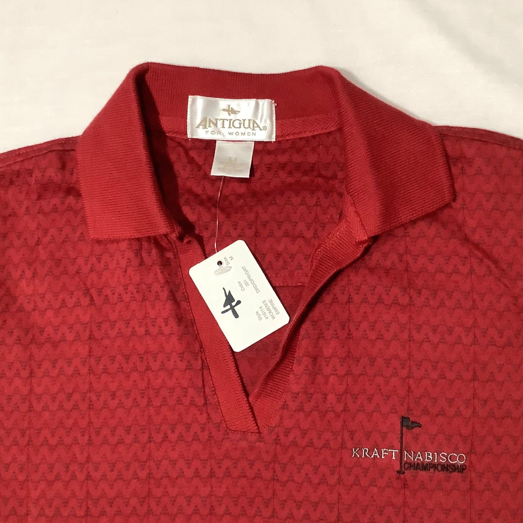 Vintage Antigua Womens Polo Shirt M Red Kraft Nabisco Championship Golf Empire Shirt Womens Black? Size M / US 6-8 / IT 42-44 - 2 Thumbnail