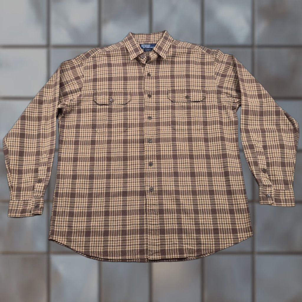 Polo Ralph Lauren Polo Ralph Lauren GI Shirt Mens Large Button-Up Brown Plaid Long Sleeve Vintage Size US L / EU 52-54 / 3 - 1 Thumbnail