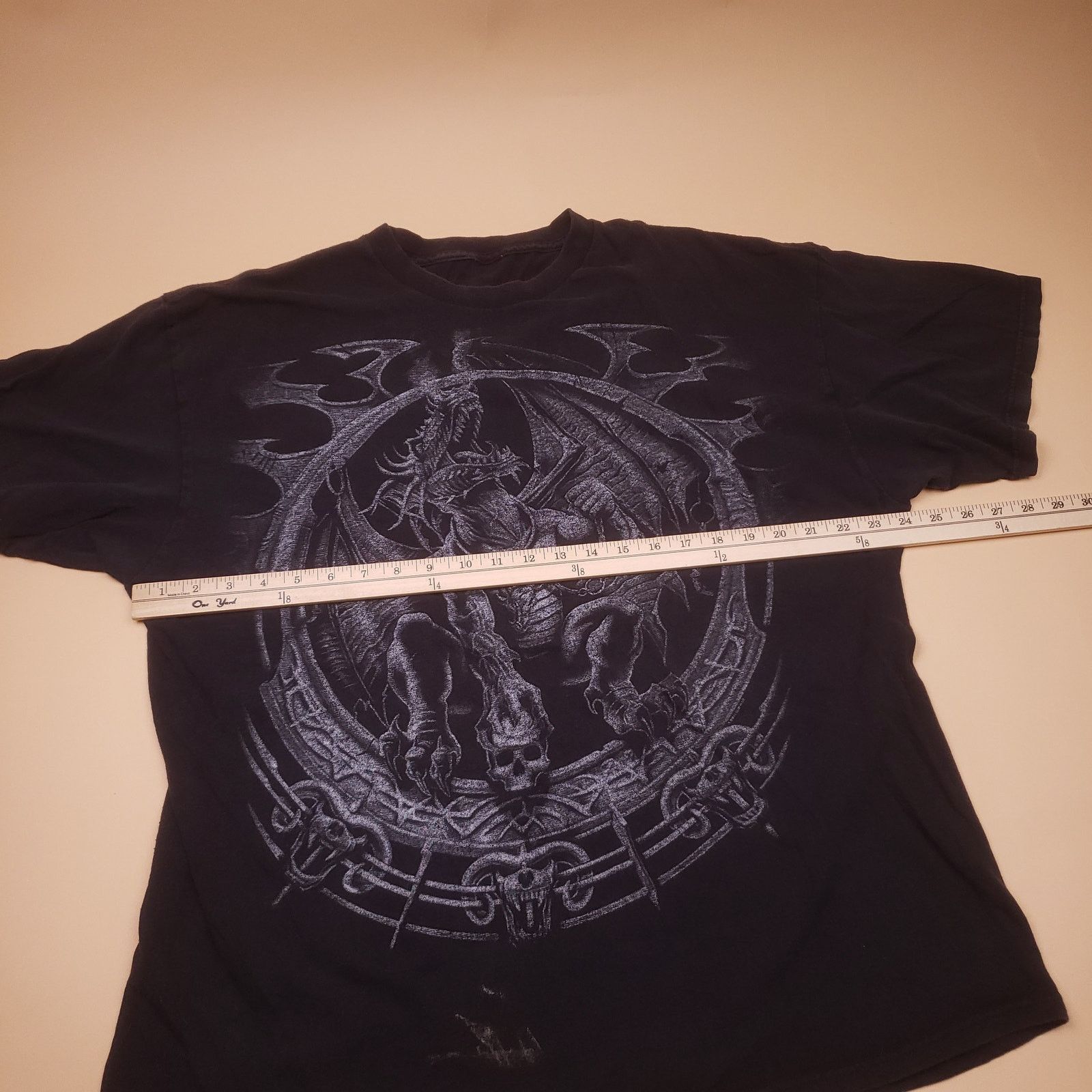 Vintage Vtg y2k Dragon Fantasy Gothic Blackout Distress Golem tee Size US L / EU 52-54 / 3 - 7 Thumbnail