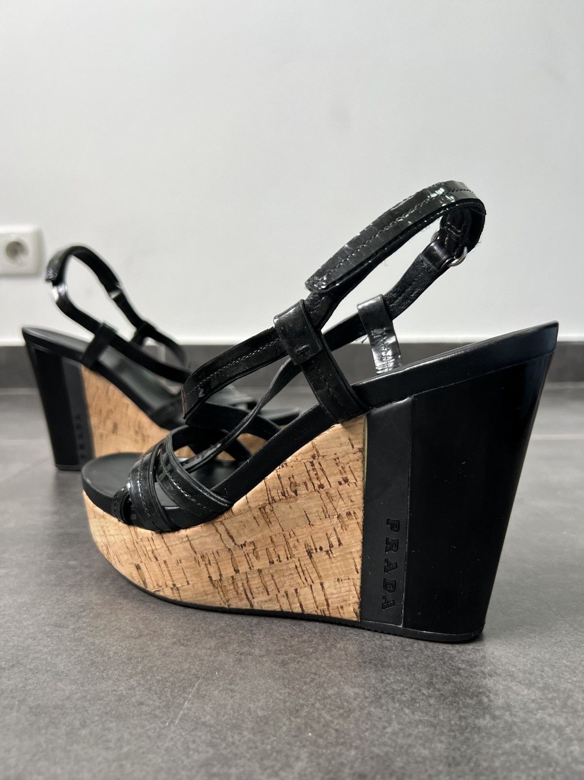 Prada Prada Milano y2k coquette Leather Ankle Wedge Sandals Size US 6 / IT 36 - 1 Thumbnail