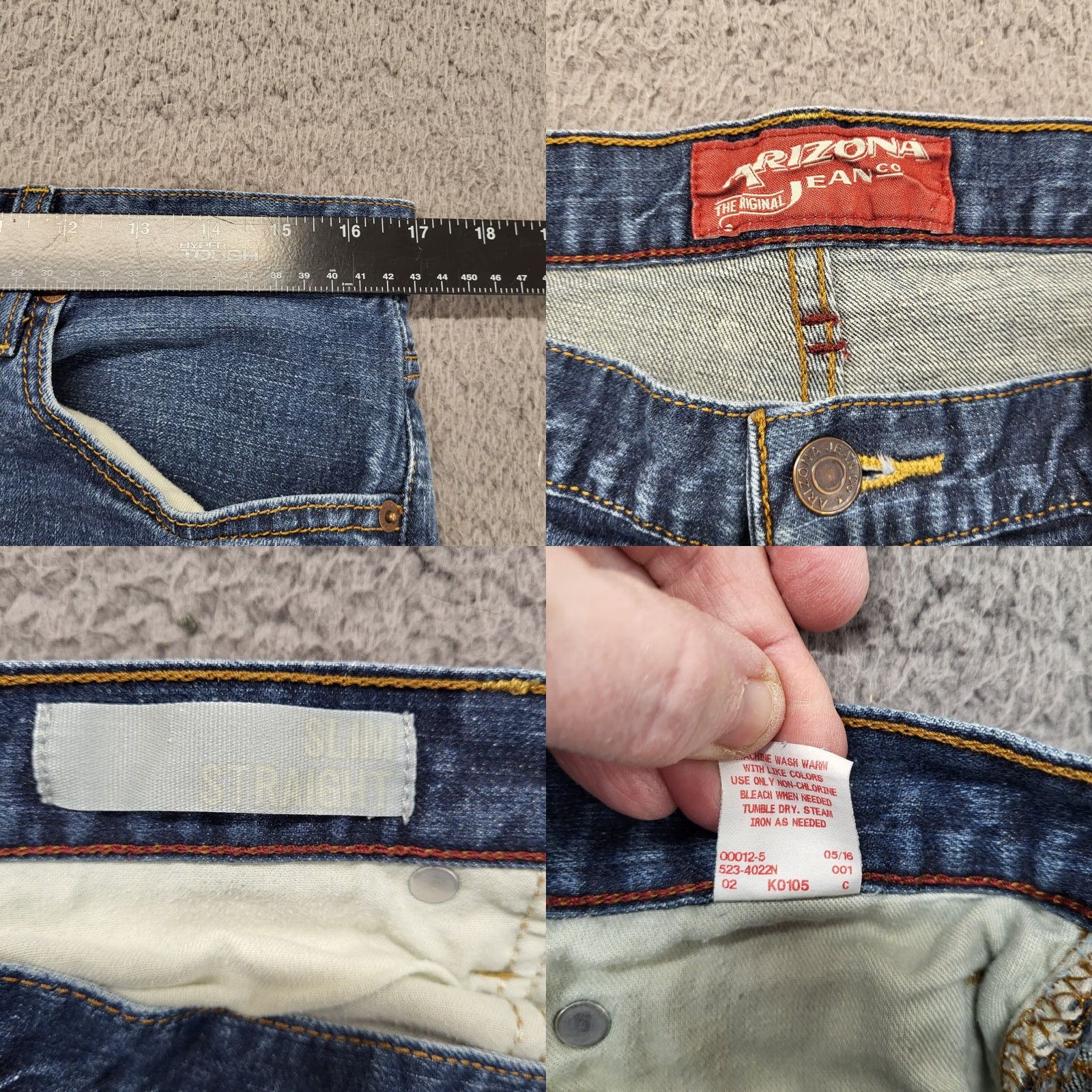 Vintage VINTAGE AriZona Jeans Men 34x29 Slim Straight Blue Denim Stretch 5-Pocket USA Seamed Belt Loops Modern Levi's 505 Style Size US 34 / EU 50 - 8 Thumbnail