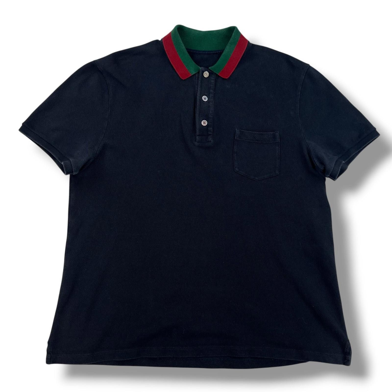 Gucci Gucci Navy Web Collar Polo Shirt Size US L / EU 52-54 / 3 - 2 Thumbnail
