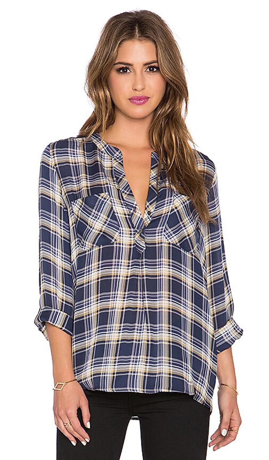 Jones New York Joie Nelia 3/4 Sleeve Plaid Silk Top - Sz. M Size M / US 6-8 / IT 42-44 - 1 Thumbnail