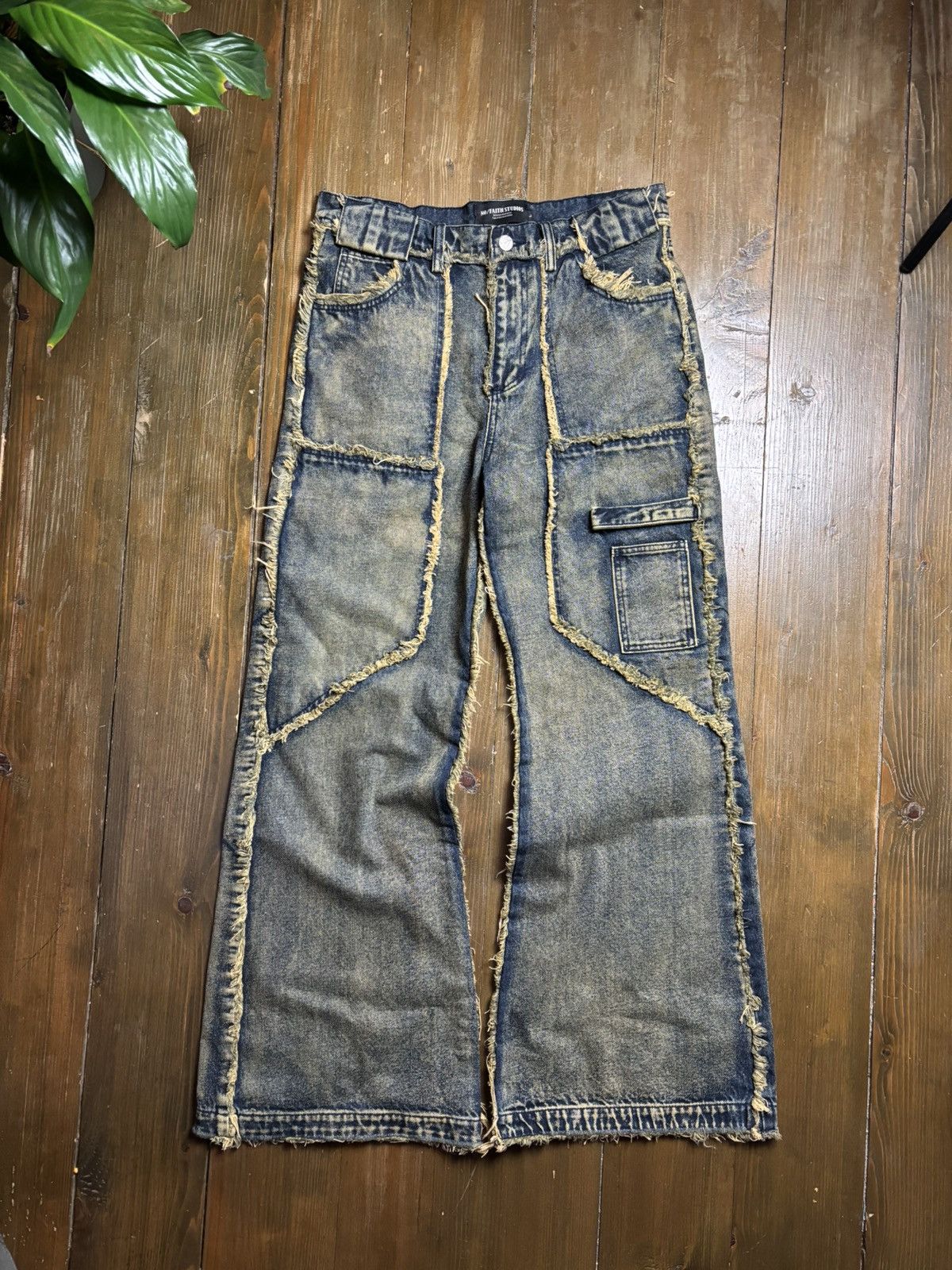 No Faith Studios No Faith Studios Green/Blue Flared Denim Size US 34 / EU 50 - 1 Thumbnail