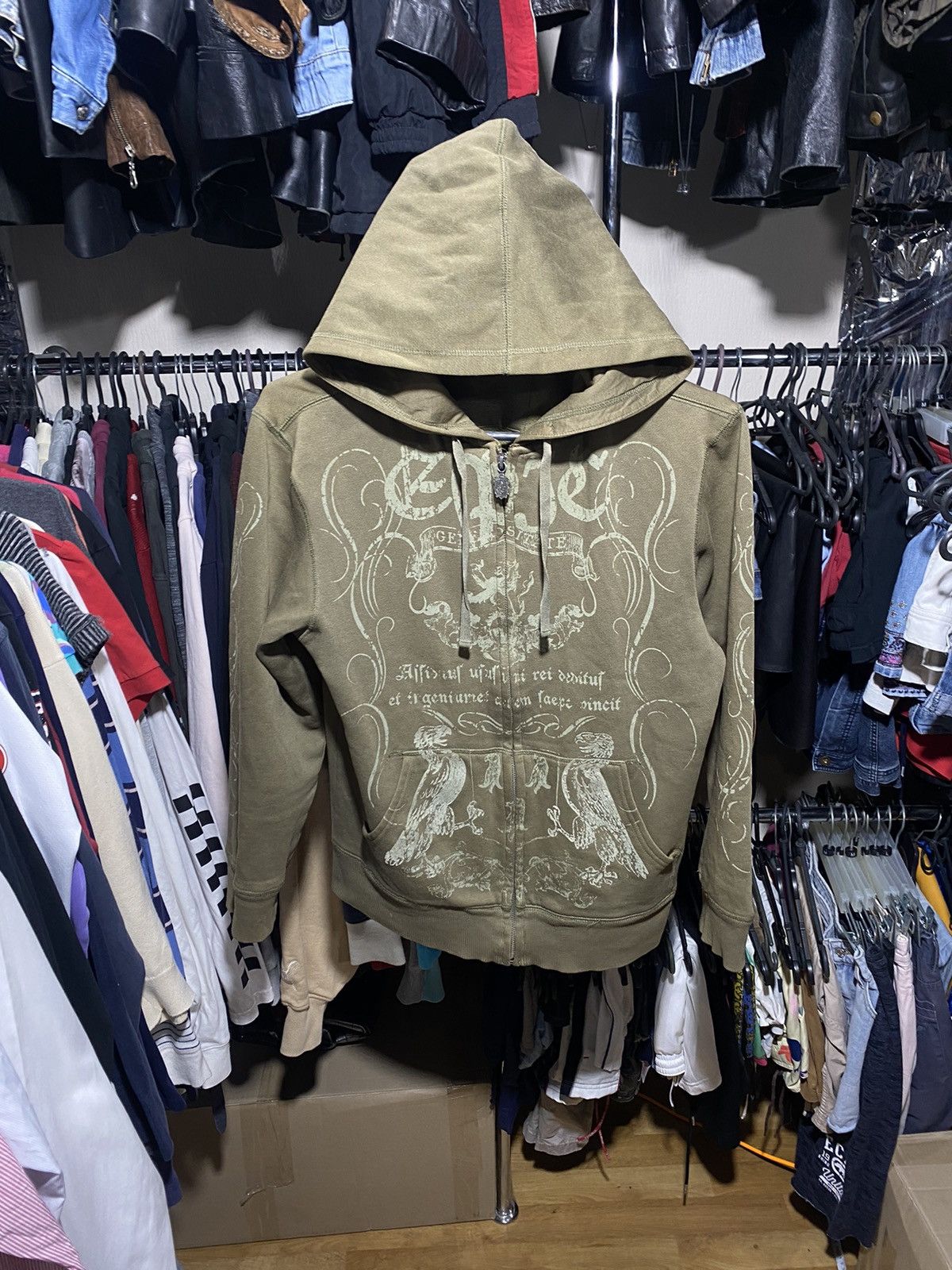image of Vintage Ed Hardy By Christian Audigier Heavy Cotton Hoodie, Men's (Size Medium)