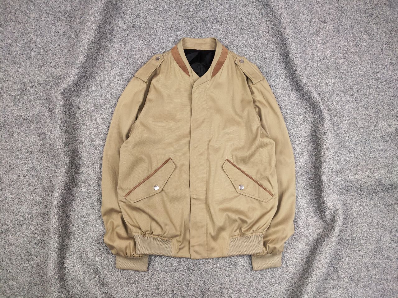 image of The Kooples Ss20 Cotton Full Zip Bomber Military Jacket in Beige, Men's (Size Small)