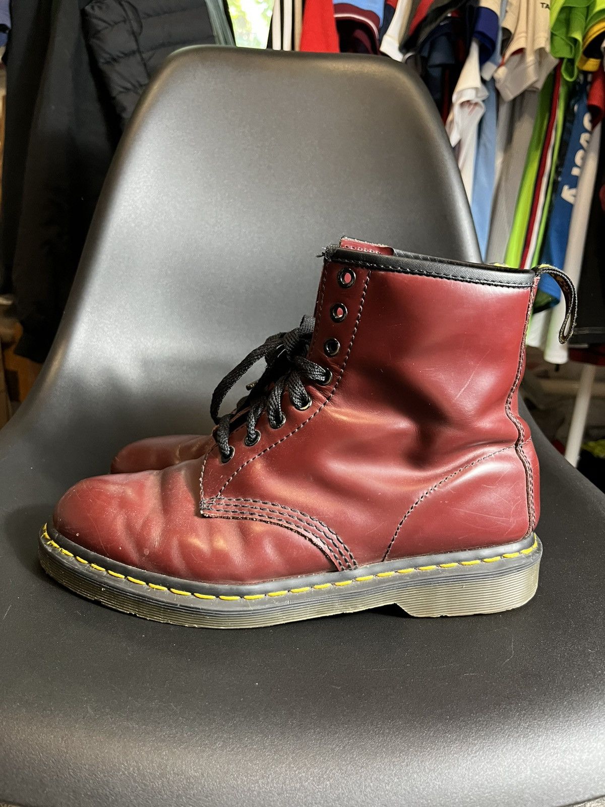 Dr. Martens VINTAGE DR MARTENS 1460 CHERRY RED LEATHER COMBAT BOOTS Size US 8 / EU 41 - 4 Thumbnail