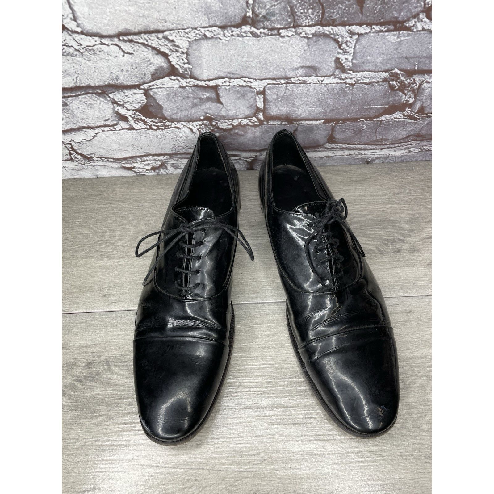 Sturhling Rolando Sturlini Black Patent Leather Derby Tuxedo Dress Sho Size US 12 / EU 45 - 14 Thumbnail