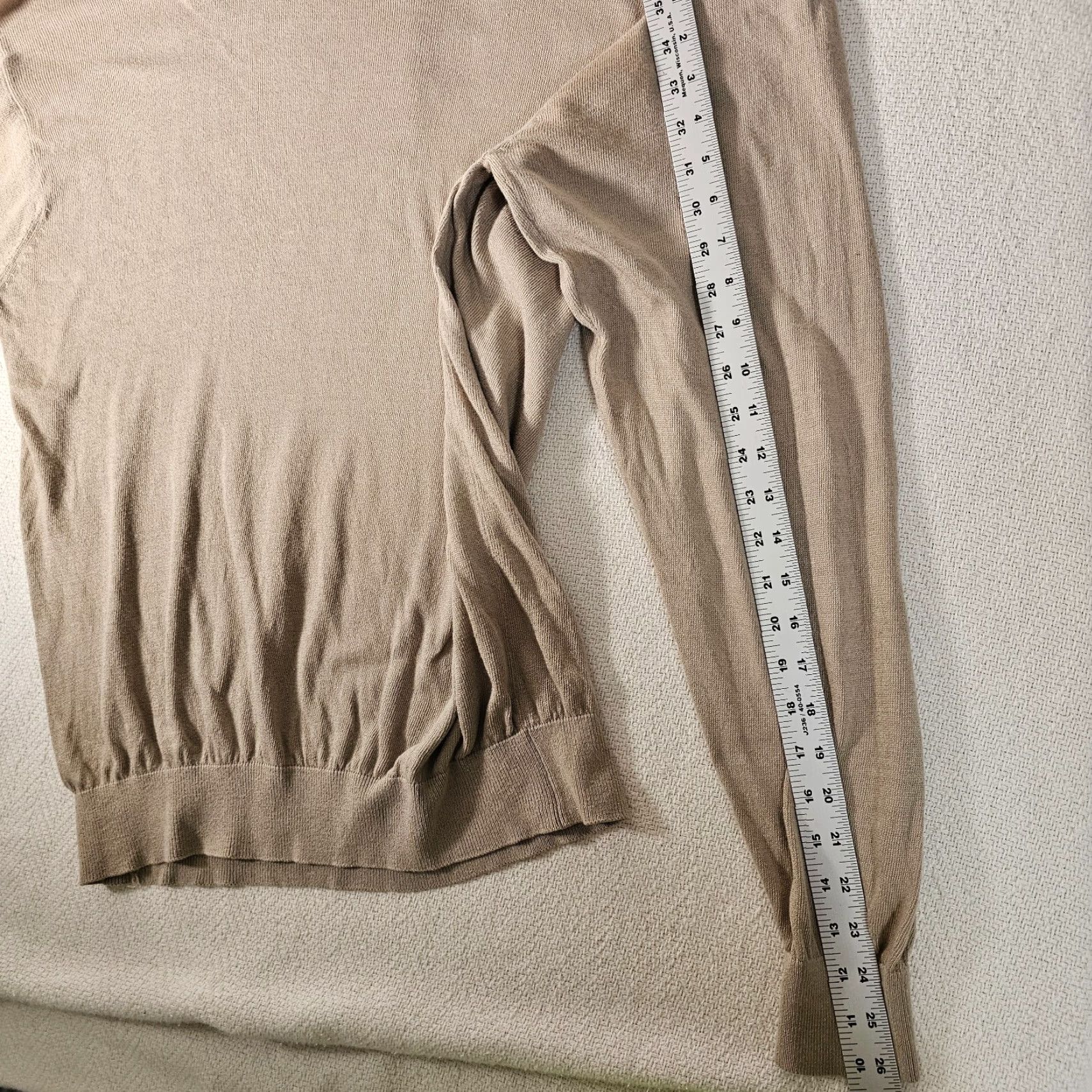 Vintage Tulliano Men's Sweater XL Silk Cotton Blend Solid Beige Long Sleeve Stretch Size US XL / EU 56 / 4 - 6 Thumbnail