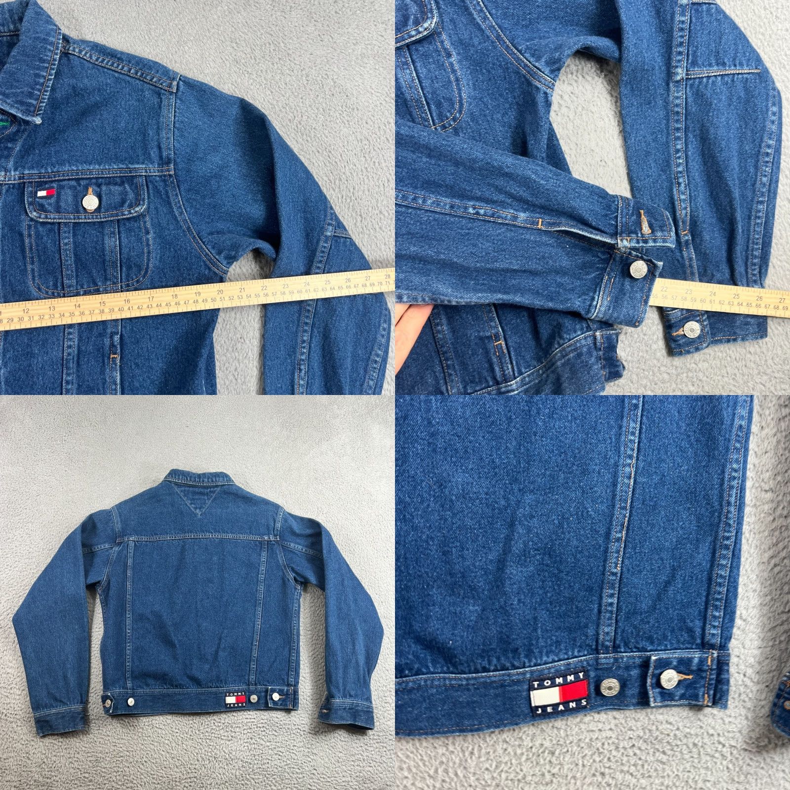 Tommy Hilfiger VINTAGE Tommy Hilfiger Jacket Womens XL Denim Jean Trucker Flag Size 40" / US 18 - 8 Thumbnail