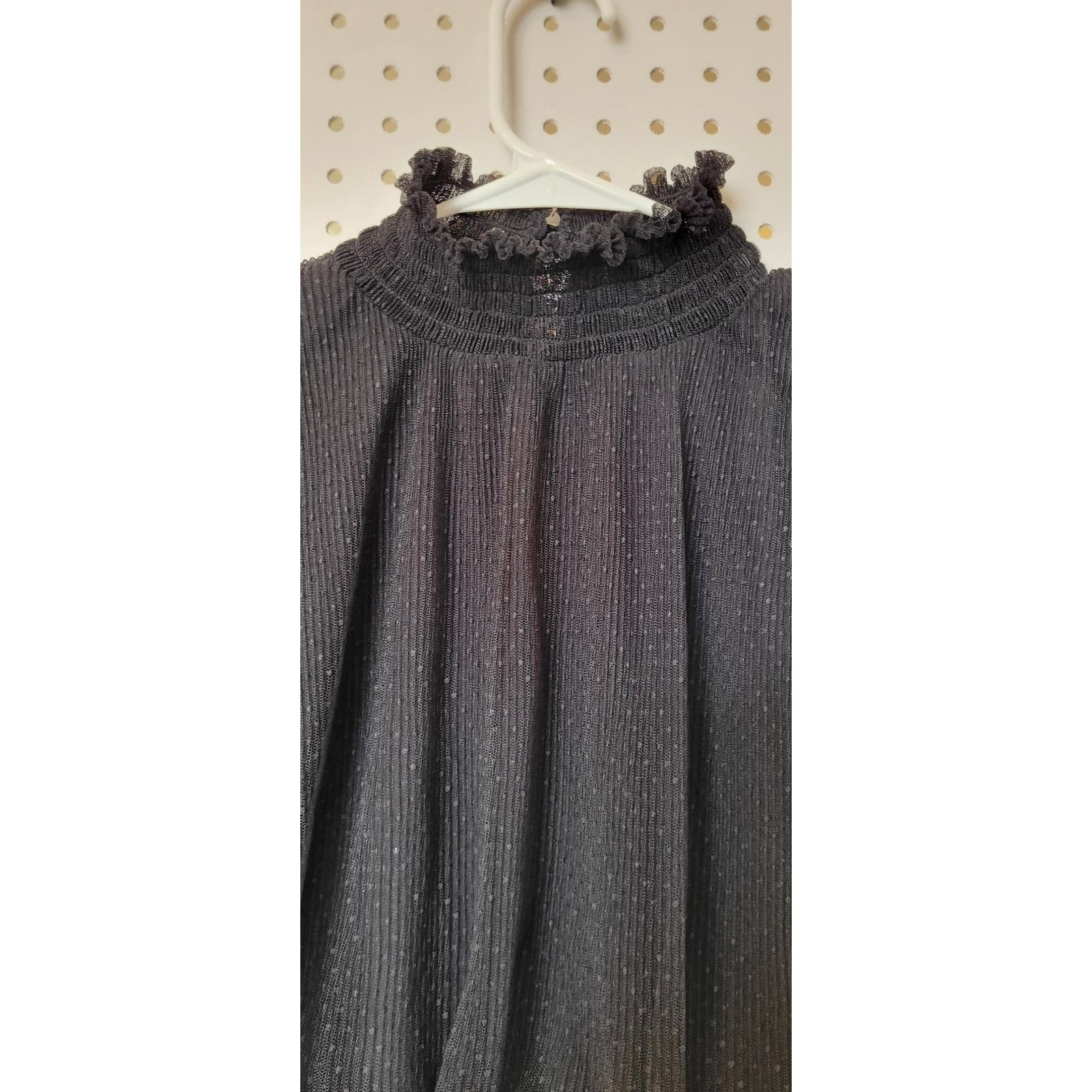 Other Shinestar Womens Crop Top Small Black Mesh Sheer Puff Sleeve Size S / US 4 / IT 40 - 7 Thumbnail