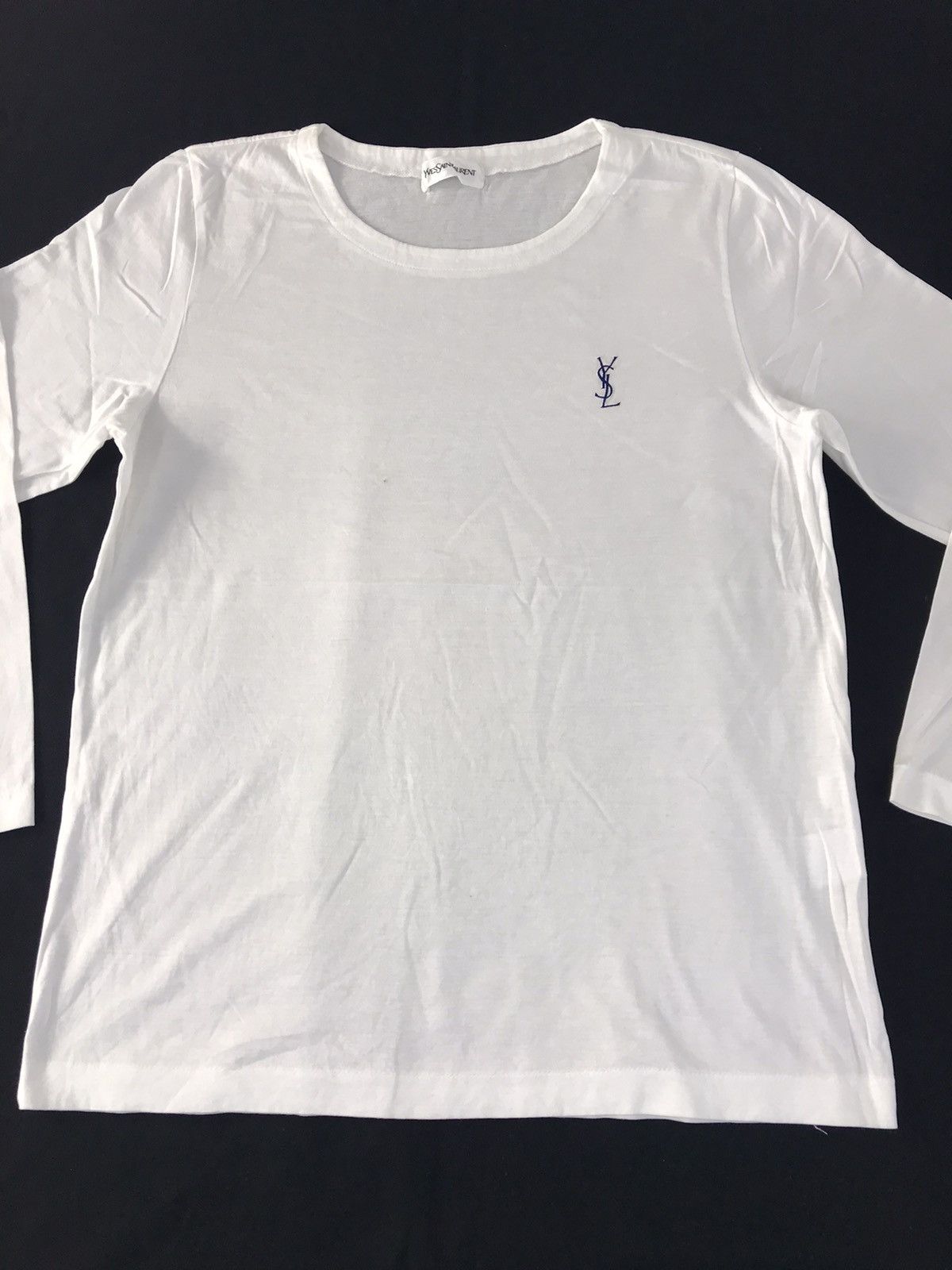 Designer 90s Yves Saint Laurent White Plain Inner Longsleeve Tee Size US M / EU 48-50 / 2 - 3 Thumbnail