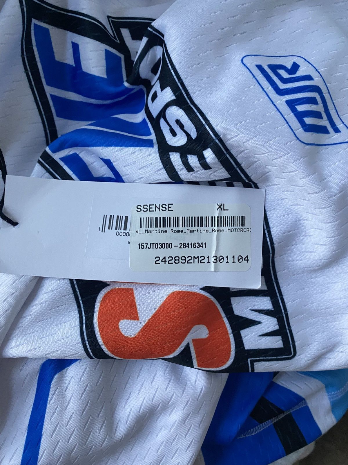 Martine Rose White & Blue Motocross Jersey T-shirt Martine Rose Size US XL / EU 56 / 4 - 9 Thumbnail