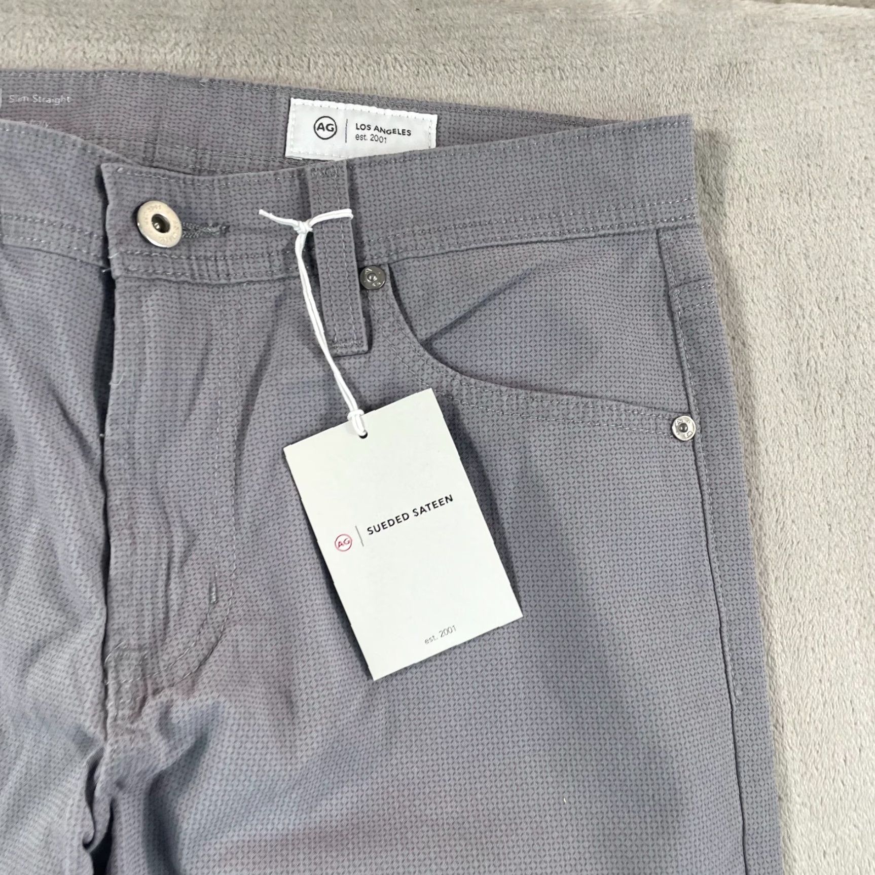 Vintage AG Adriano Goldschmied The Everett Slim Straight 30x34 Grey Sueded Sateen NWT Jeans Men Size US 30 / EU 46 - 4 Thumbnail