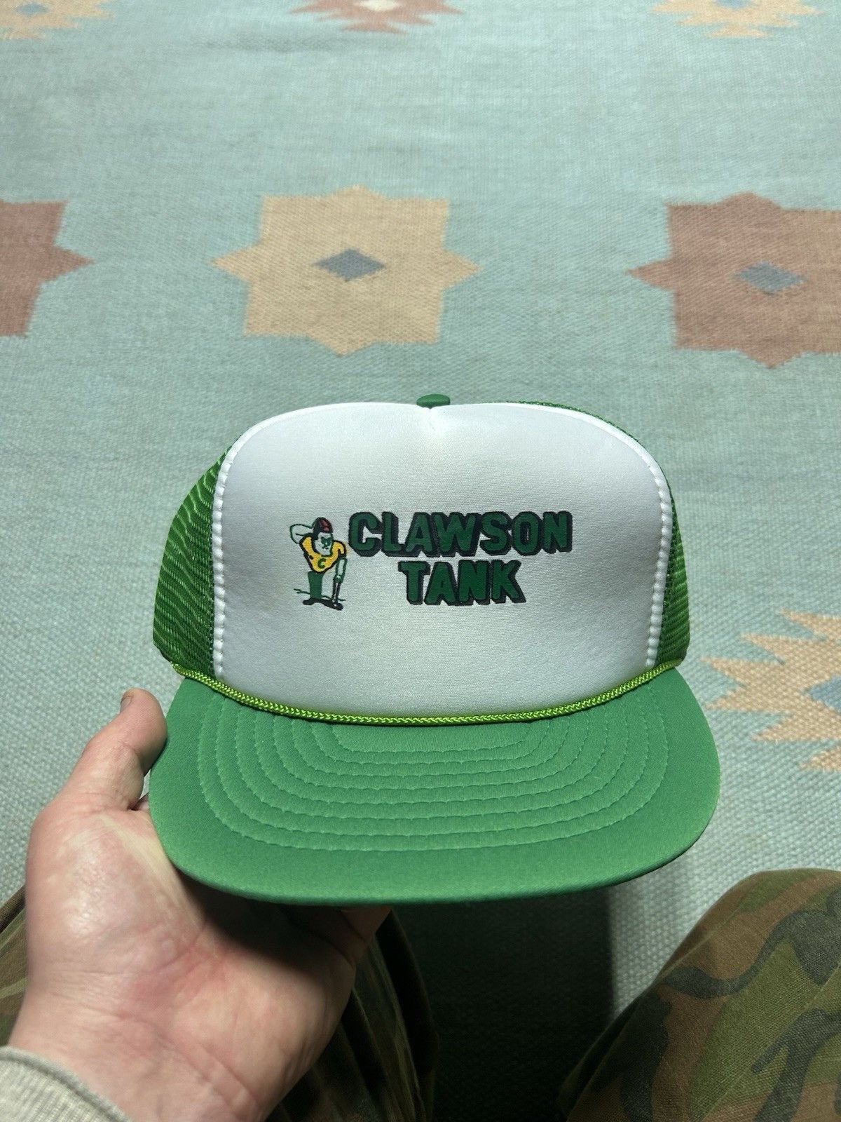 Vintage Vtg trucker hat Clawson tank Michigan oil gas green white Size ONE SIZE - 2 Thumbnail