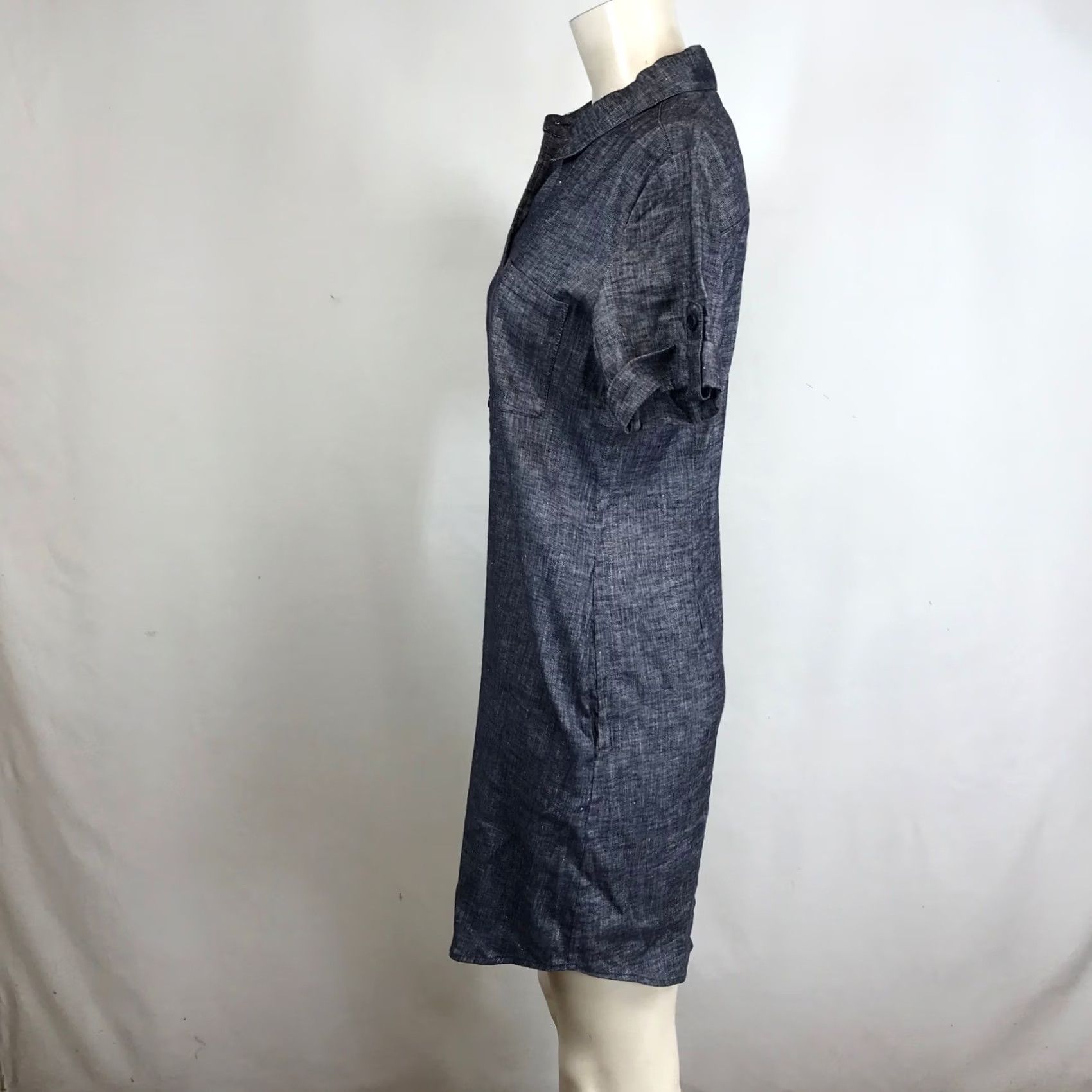 Theory Theory Chambray Shirt Dress Blue Button Front Roll Tab Sleeve Size 4 Women Size S / US 4 / IT 40 - 6 Thumbnail