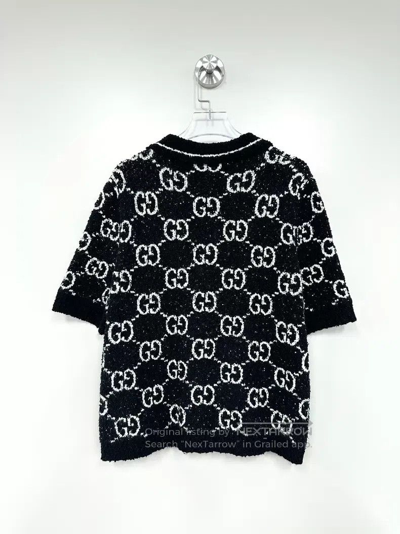Gucci Gucci Black Double G Full Printed Wool Knitted Short-Sleev Size L / US 10 / IT 46 - 2 Thumbnail