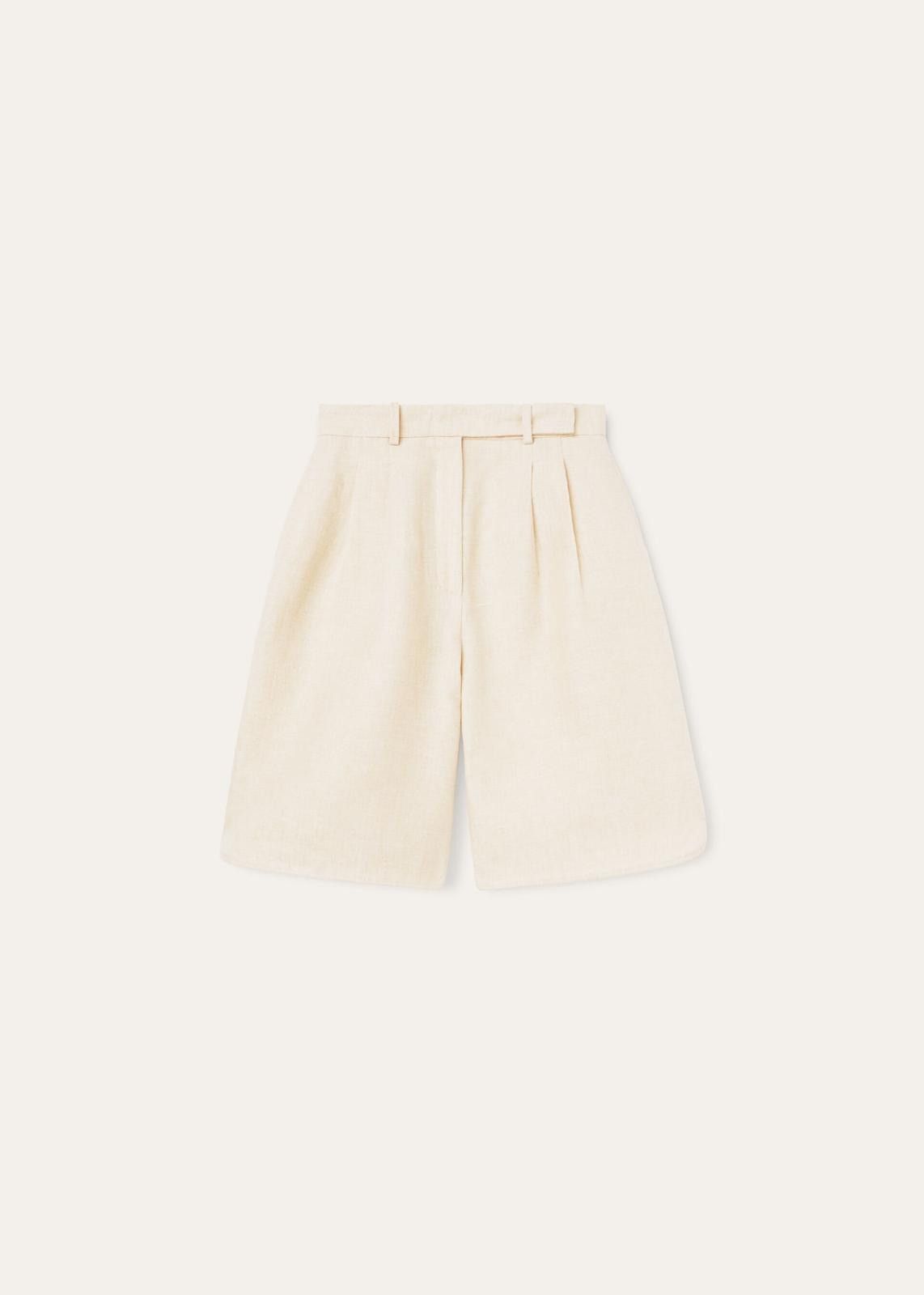 Loro Piana o1srvl11e0725 FAN7226 Linen Flared Bermuda Short in Beige Size 30" / US 8 / IT 44 - 1 Thumbnail