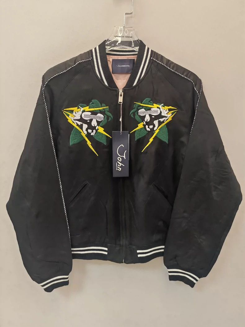 Undercover Black Embroidered Satin Baseball Jacket Size US M / EU 48-50 / 2 - 1 Thumbnail