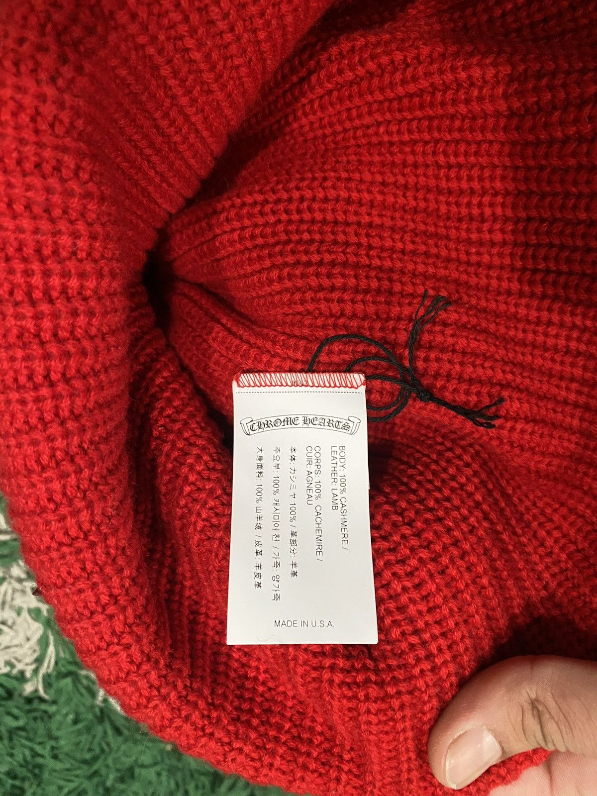 Chrome Hearts Chrome Hearts Sludge Triple Star Patch Red Cashmere Beanie Size ONE SIZE - 5 Thumbnail