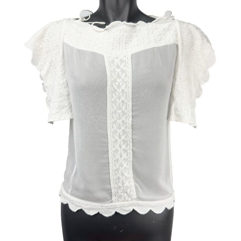 Isabel Marant ISABEL MARANT Etoile Sheer White Embroided Blouse Top sz M Size S / US 4 / IT 40 - 1 Thumbnail