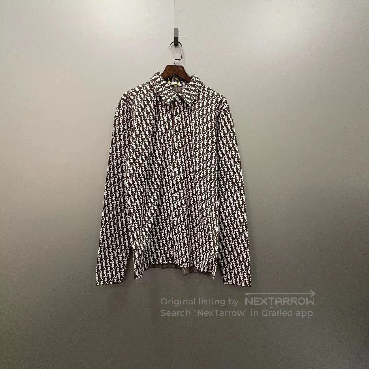 Dior brown printed Dior long sleeve shirt. Size XS / US 0-2 / IT 36-38 - 1 Thumbnail