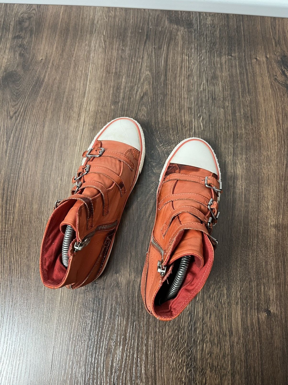 ASH Vintage Ash Punk Faded Leather Hi-Top Strap Sneakers Size US 9 / IT 39 - 9 Thumbnail