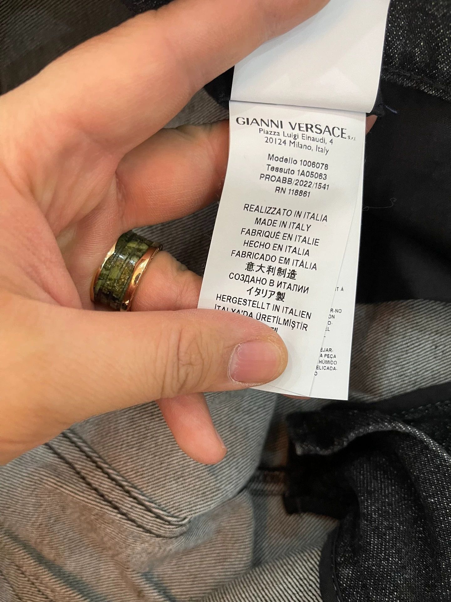Versace Versace 2024 Men's Jeans Gold/Black Logo Waist Greek Key 35 Size US 35 - 6 Thumbnail