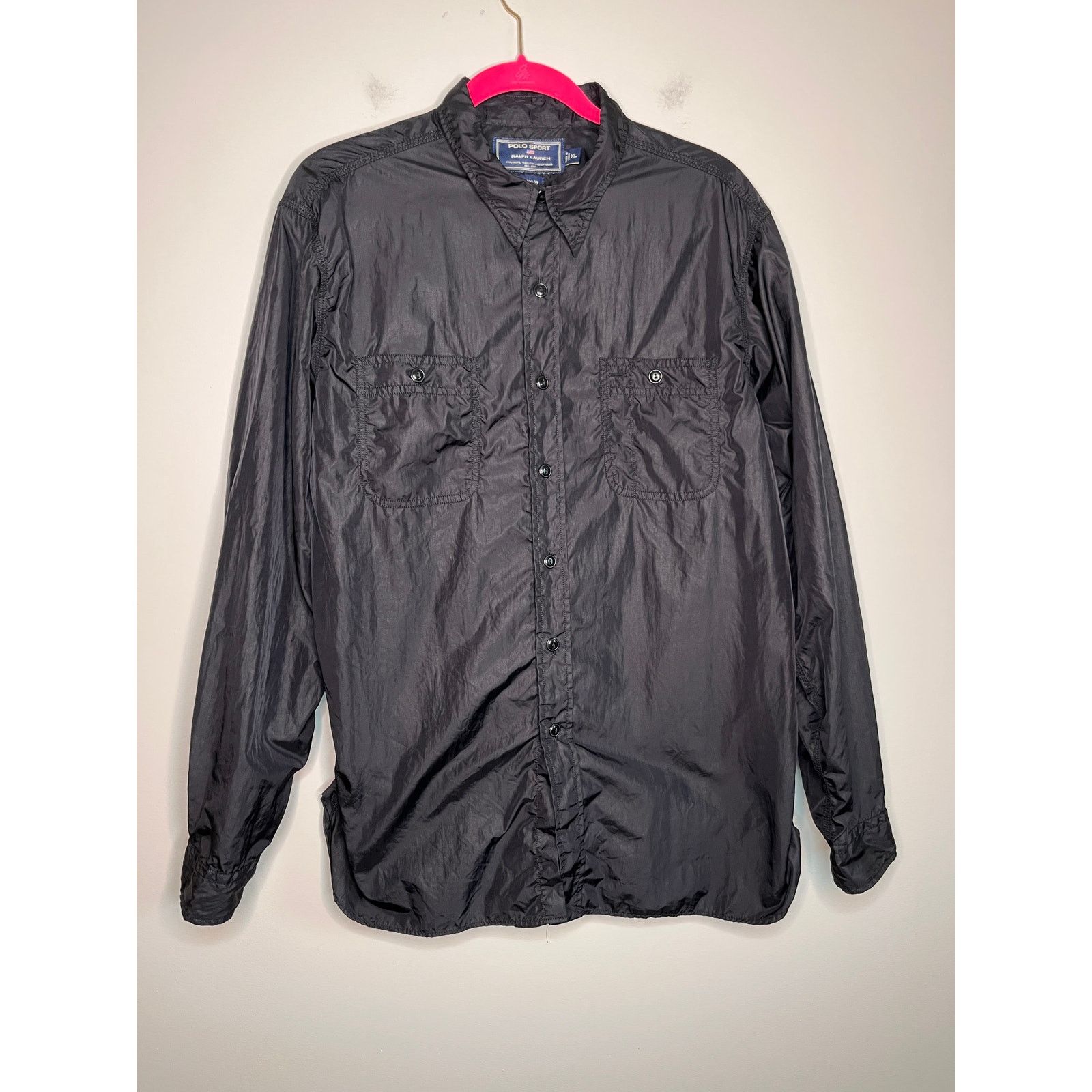 Ralph Lauren Y2K Polo Sport Ralph Lauren 100% Nylon Black Oxford Shirt XL Size US XL / EU 56 / 4 - 1 Thumbnail