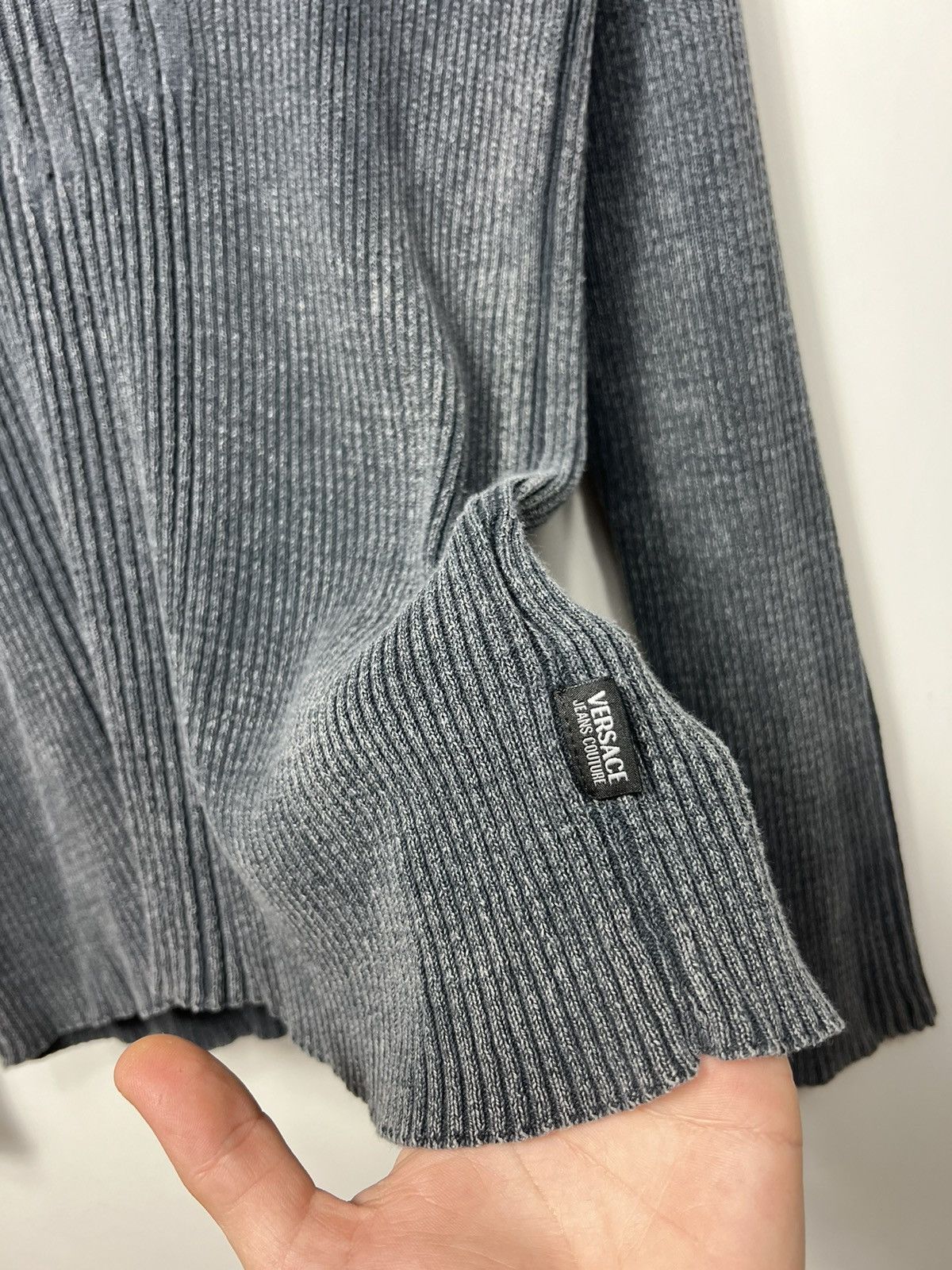 Versace Jeans Couture Rare Versace Ribbed Y2K Avant Garde Sweater With Logo Size US XL / EU 56 / 4 - 6 Thumbnail